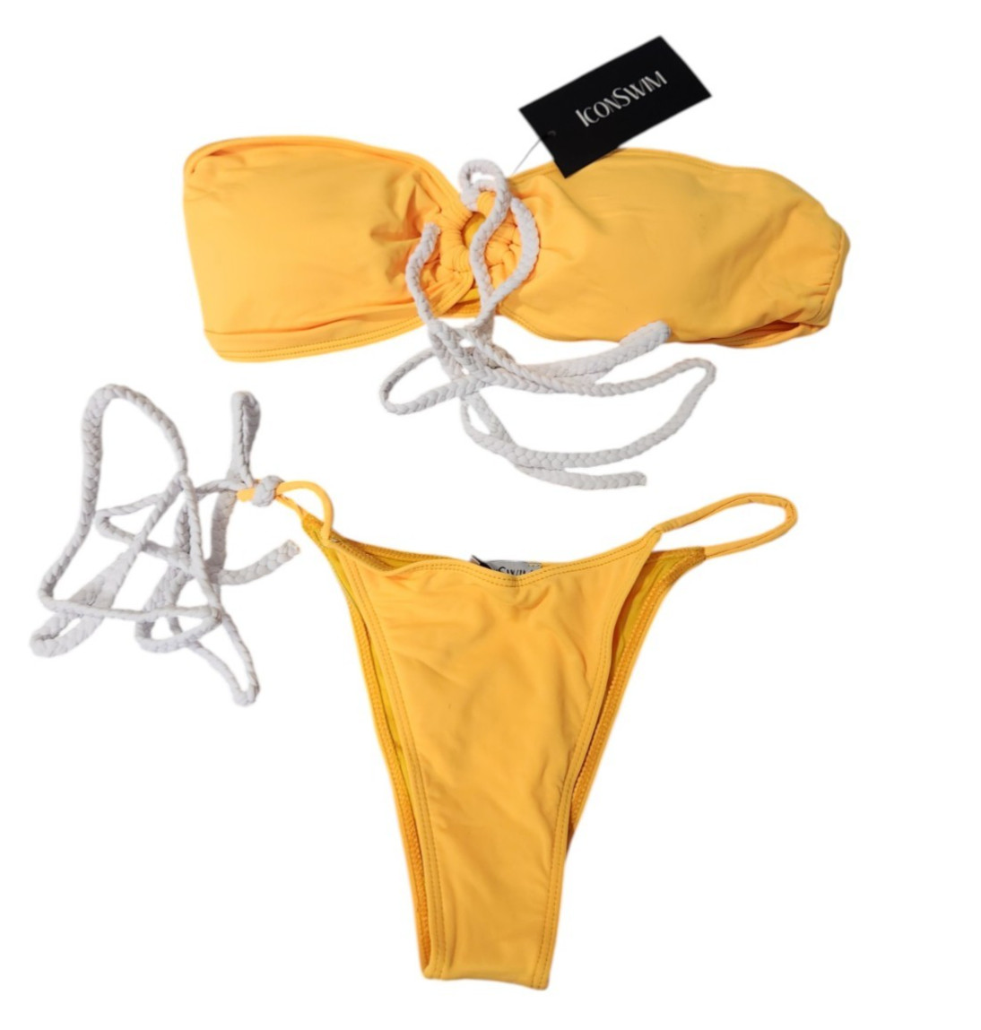 Icon Swim Womens M Bikini Top & Bottoms Set 2-Piece Tie Up Yellow