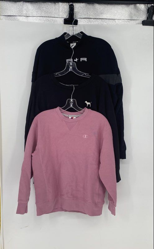 Champion Pink Nike Womens Black Pullover Sweatshirt Size Medium Lot Of 3
