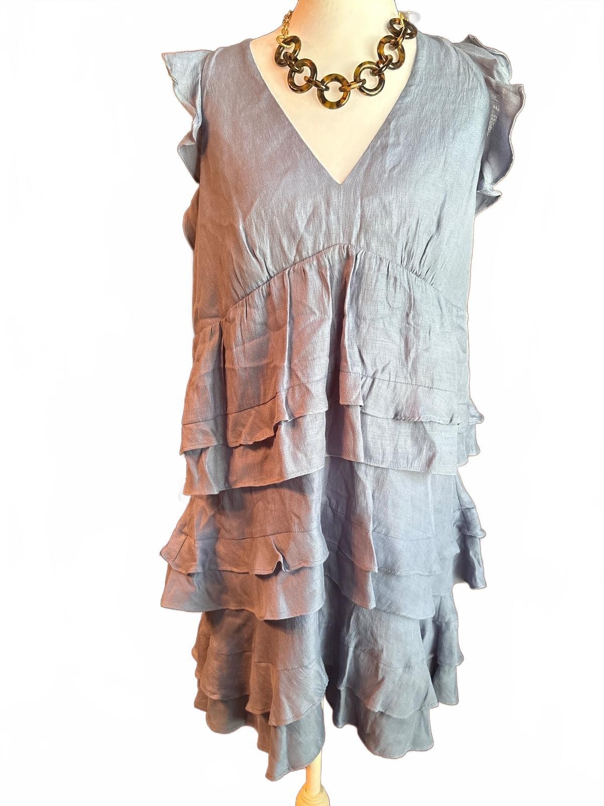 BCBG Maxazria Blue Ruffle Dress S