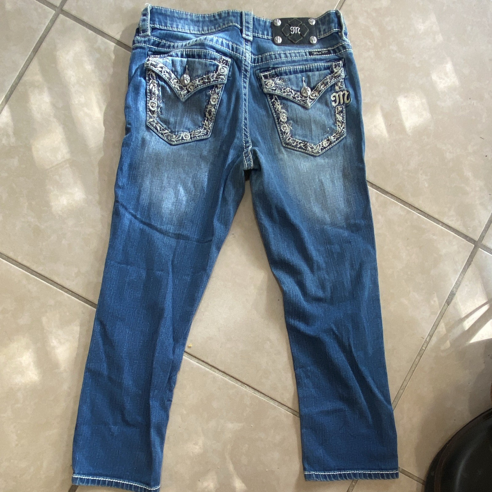 Miss Me Women’s Bootcut Medium Wash Blue Denim Jeans Rhinestone JP5294T2