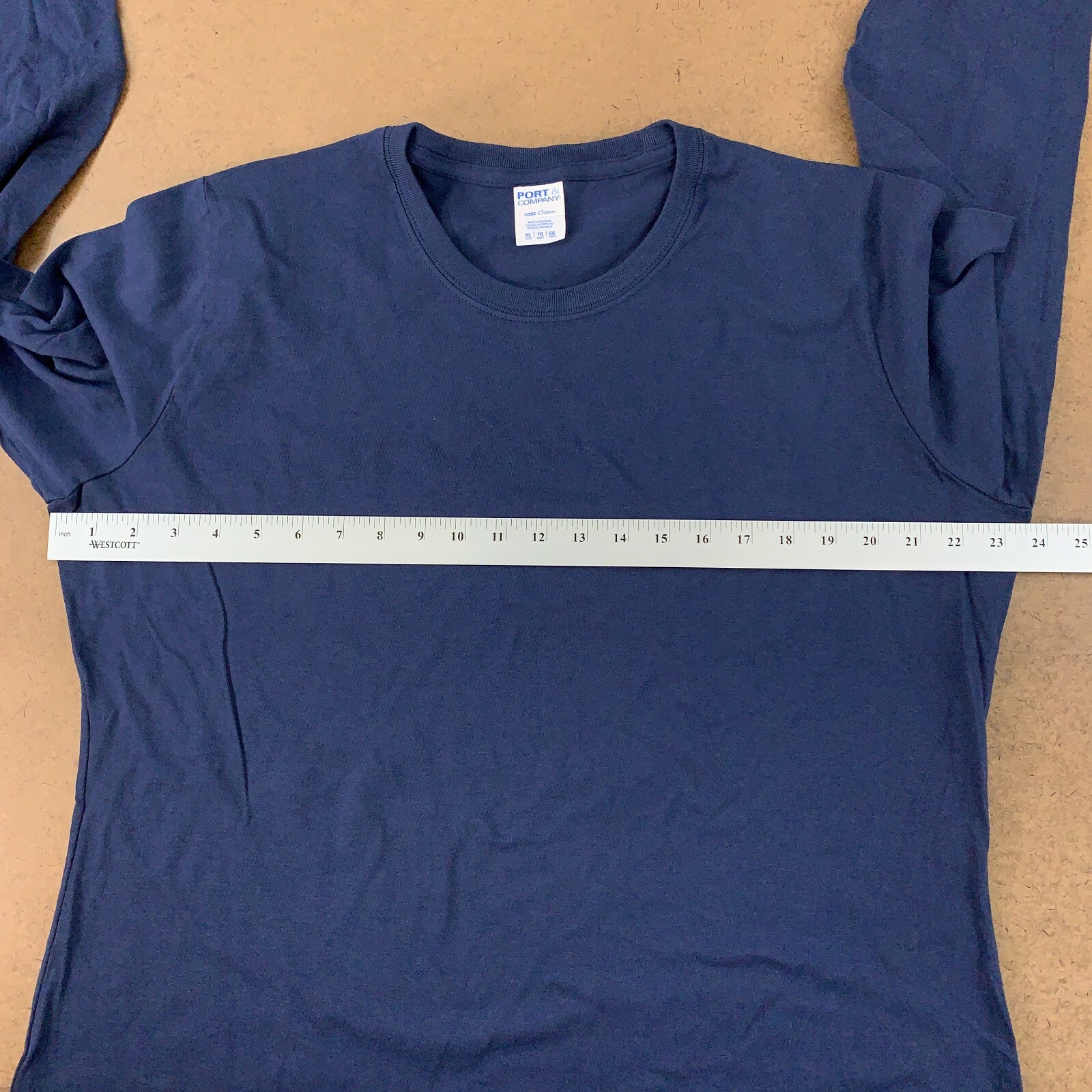 Port & Company Ladies Size XL Navy Blank Long Sleeve Core Cotton Tee NWOT