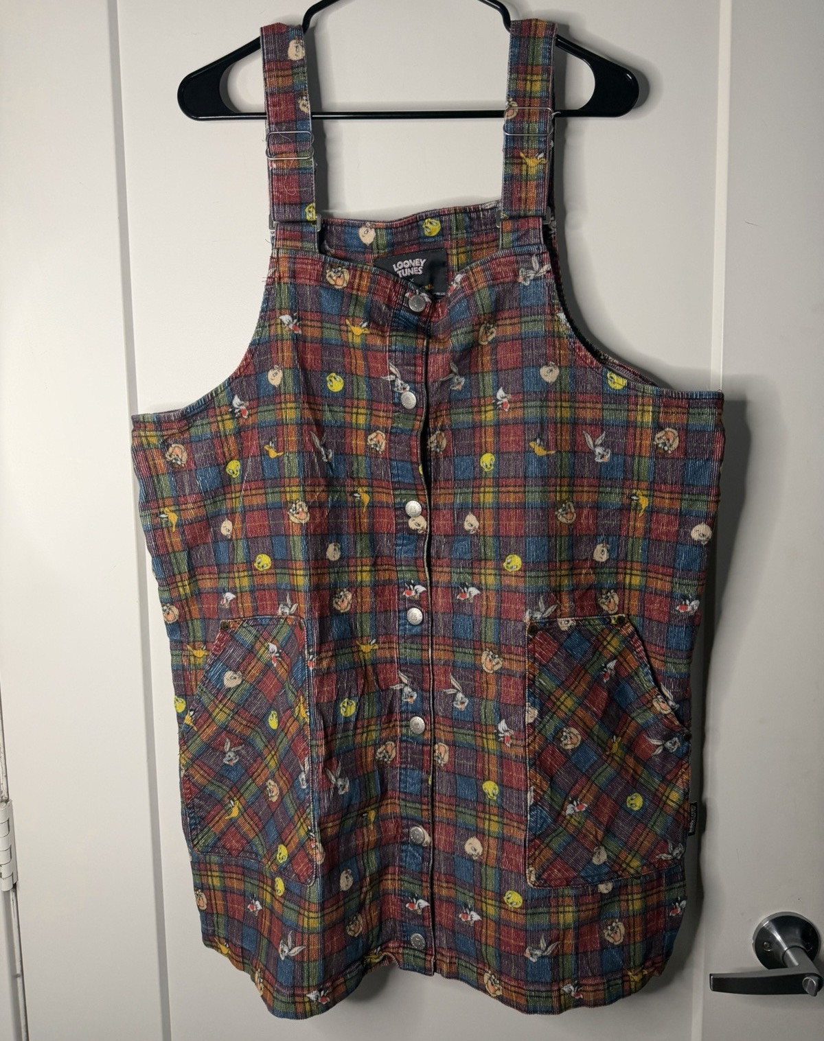 Teddy Fresh x Looney Tunes Corduroy Plaid Overall Dress 3XL Bugs Bunny