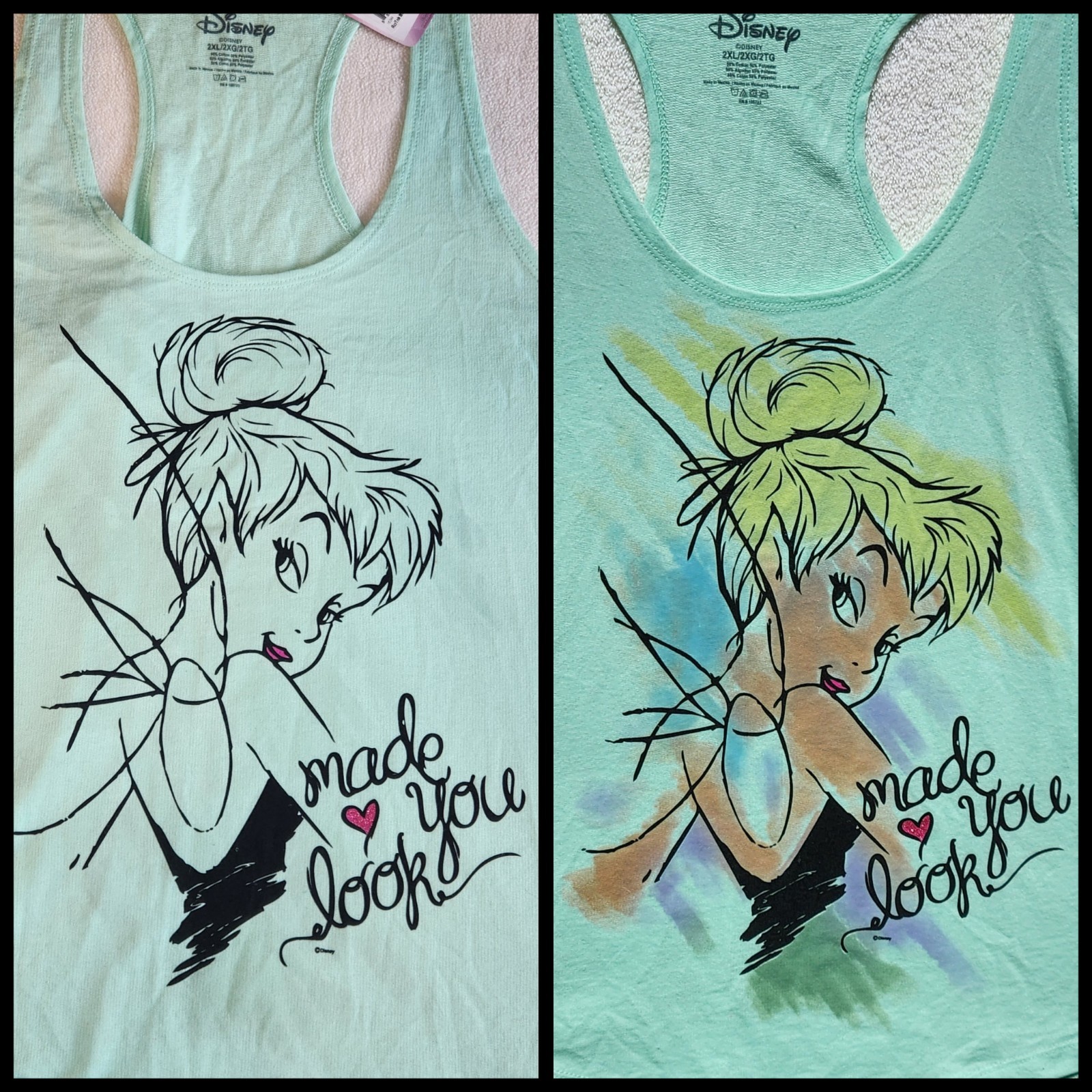 DISNEY x DEL SOL Tinkerbell Tank Top Women 2XL Blue Color Changing Racerback NEW