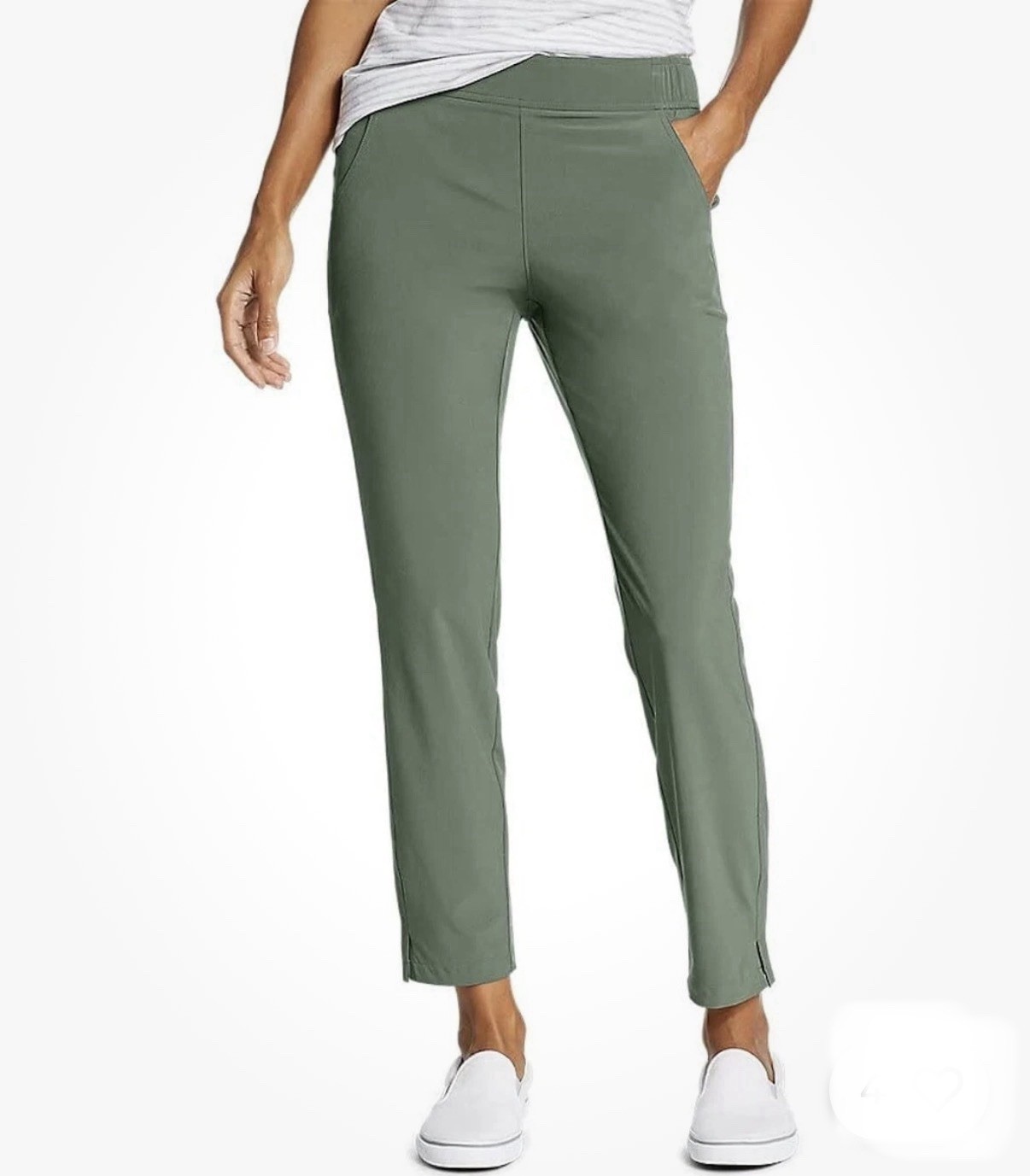Eddie Bauer Women’s Traveler Ankle Pants Green Size LG Outdoors Hiking Walking