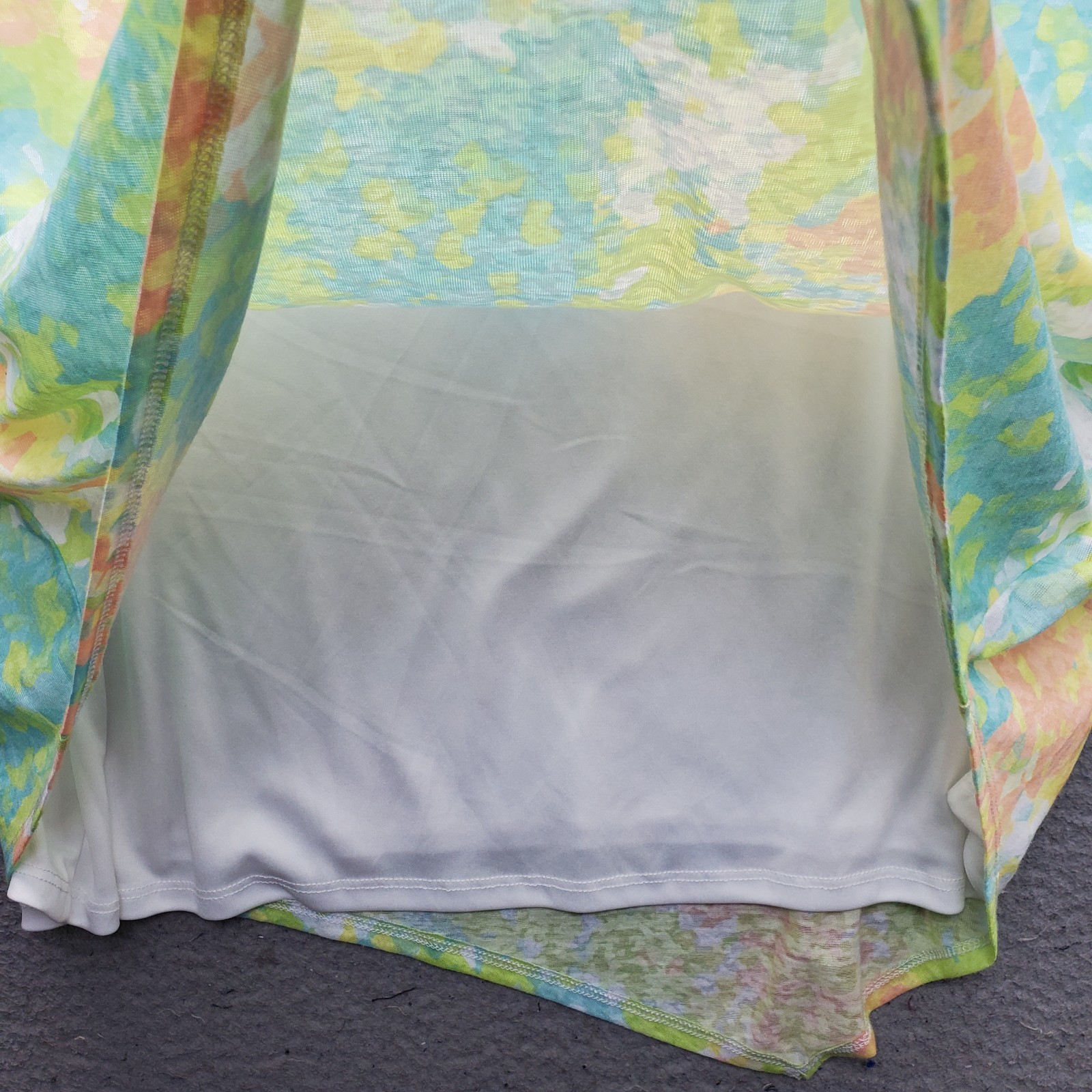 Hearts of Palm Blouse With Tank Top Womens XL Multi Pastel Tie-Dye 3/4 Sleeve