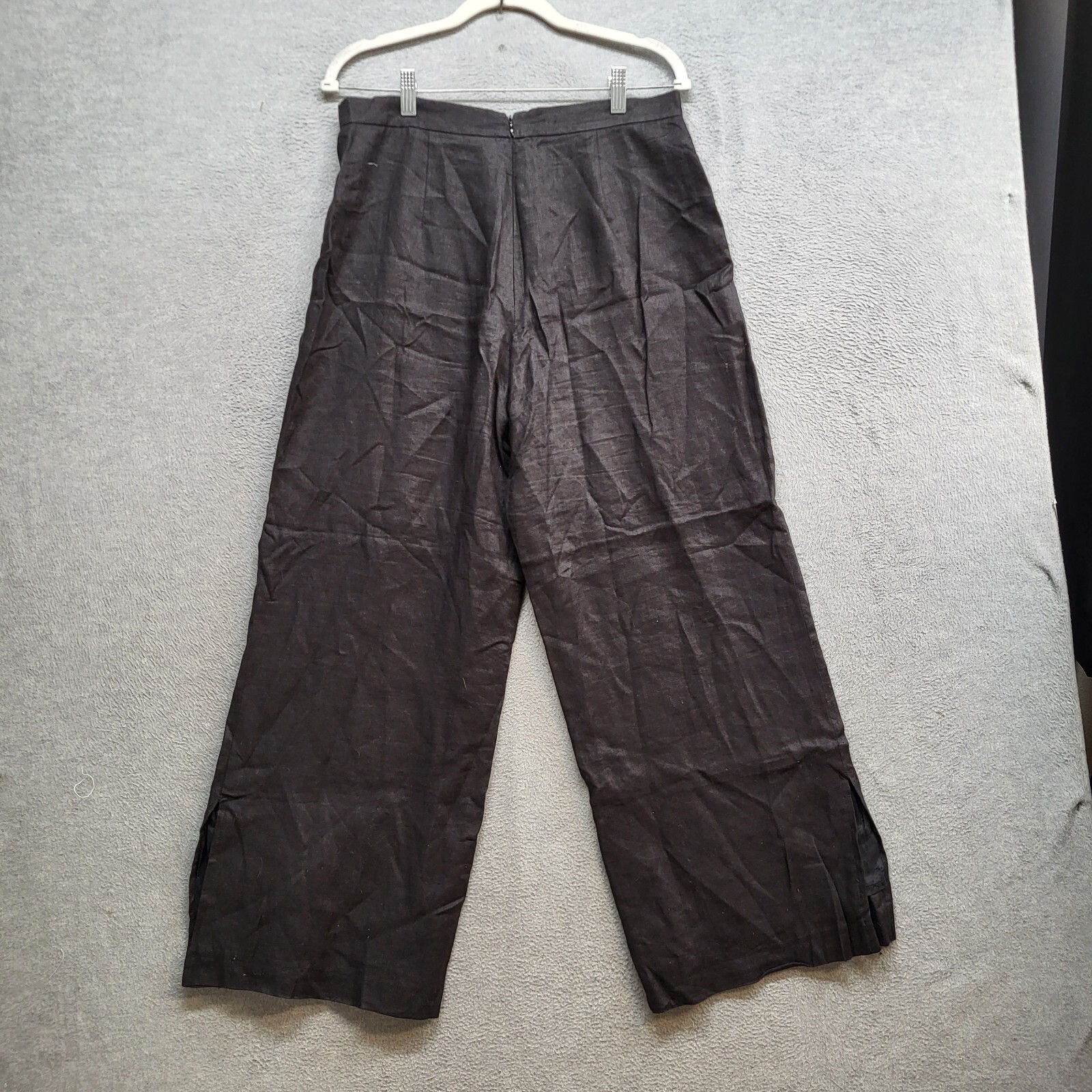 Georgiou Studio Women Pants 12 Black Solid Casual Linen 28 inches READ