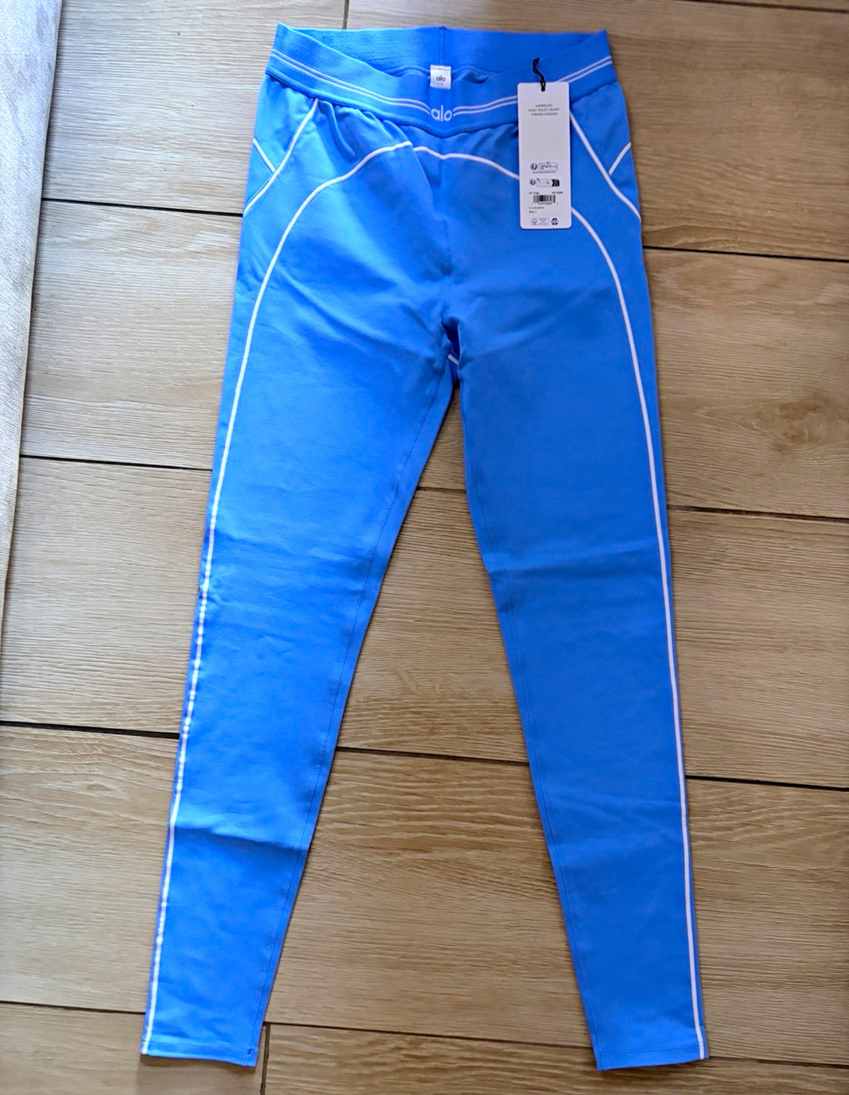 Alo Yoga Airbrush Heart Throb High-Waist Stretch Yoga Leggings Blue L