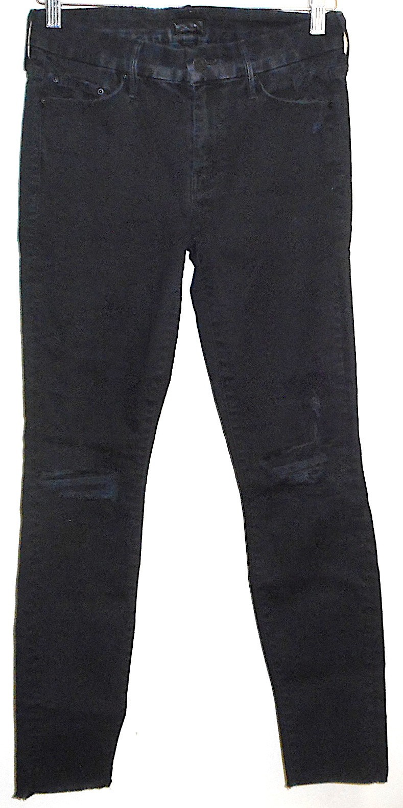 MOTHER LOOKER ANKLE FRAY “Guilty as Sin” Distressed Black Jeans Size 27