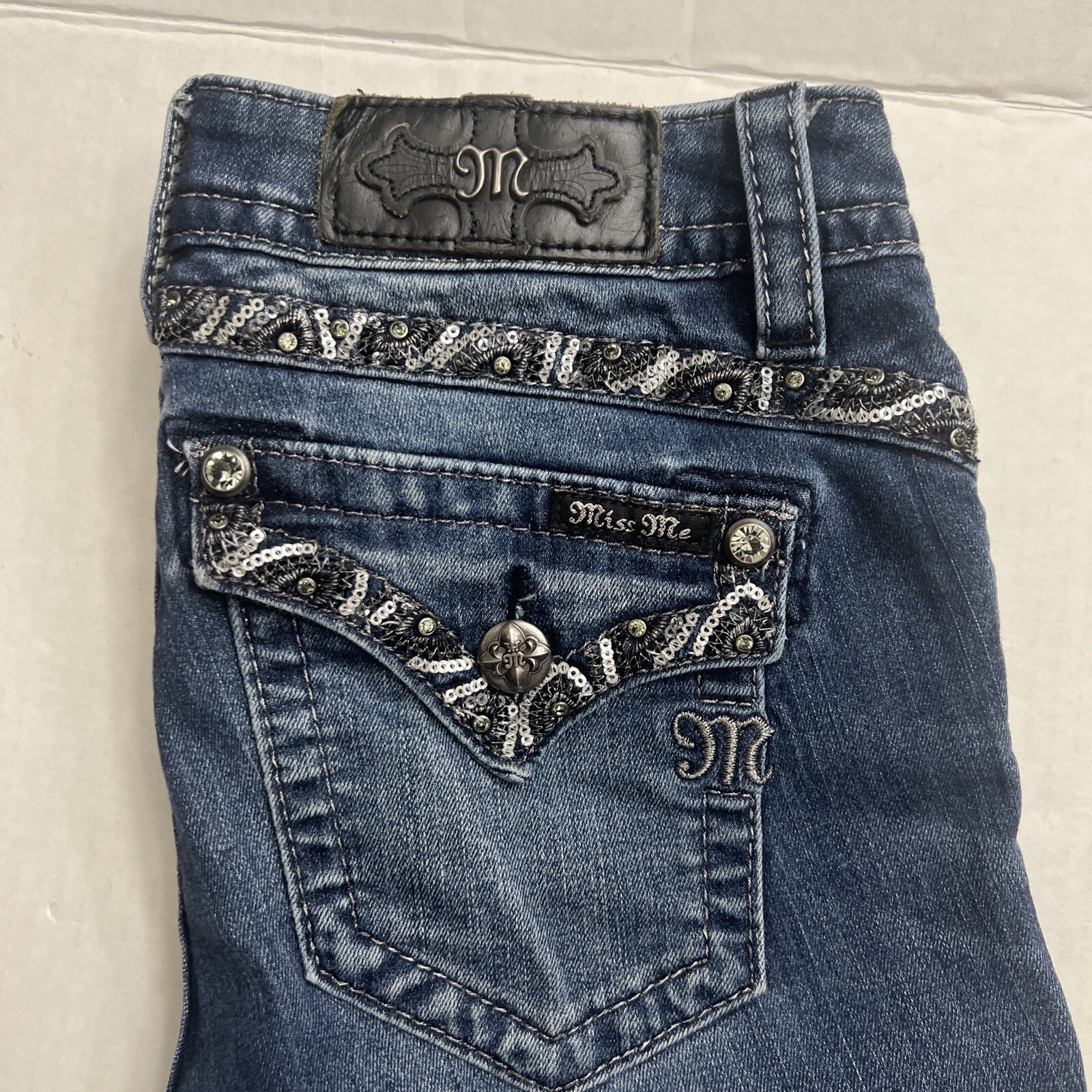 Miss Me Signature Boot Cut Denim Jeans 28×33 (Tagged 25) Button Flap Back Pocket