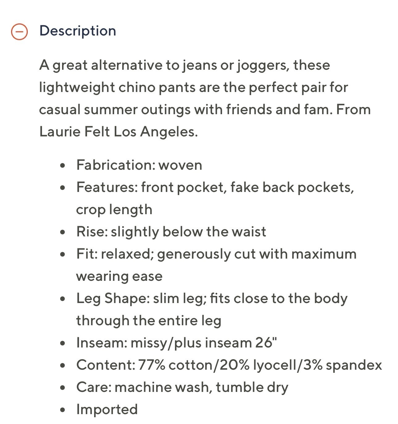 Laurie Felt Lightweight Chino Pants Size 10 Martini Olive A600878 New