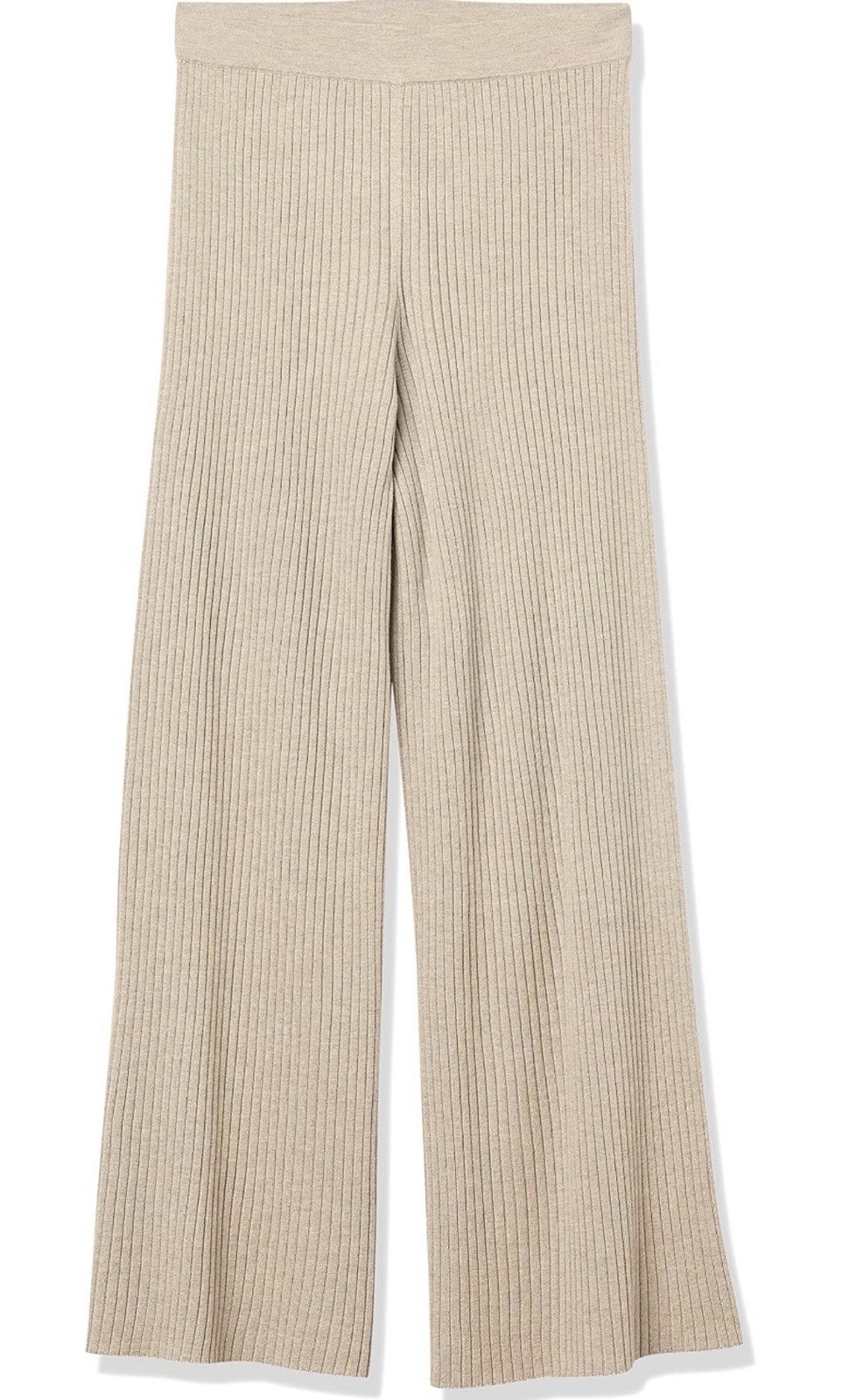 The Drop Women’s Ribbed Knit Wide-Leg Pull-On Pants Beige XS