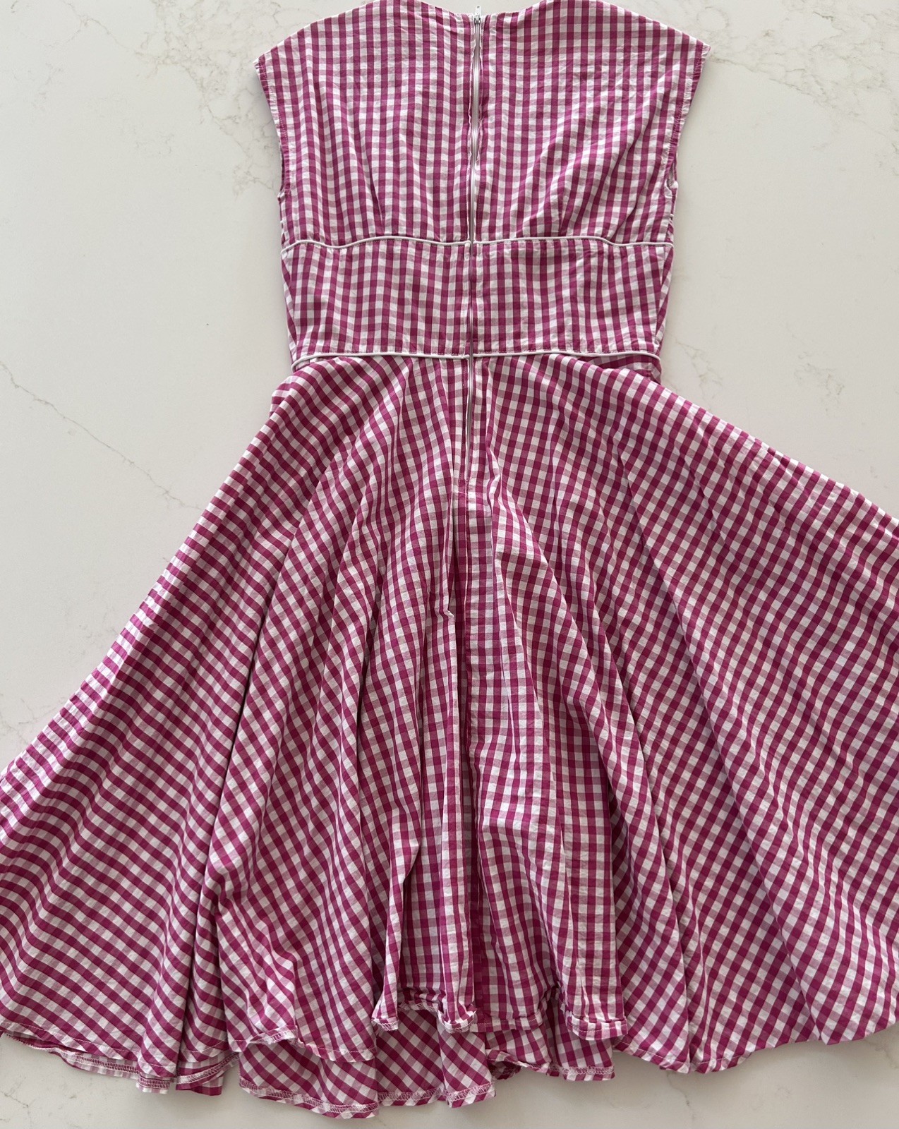 HELL BUNNY VIXEN Retro Pink White Gingham Check Fit & Flare Dress Size S
