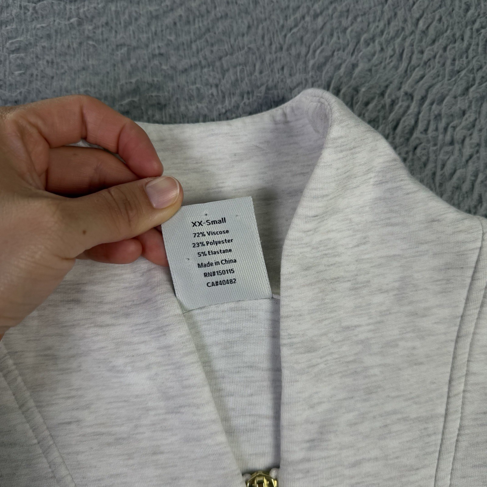 Varley Davidson Sweat Pullover Womens XXS Ivory Marl Doublesoft Quarter Zip