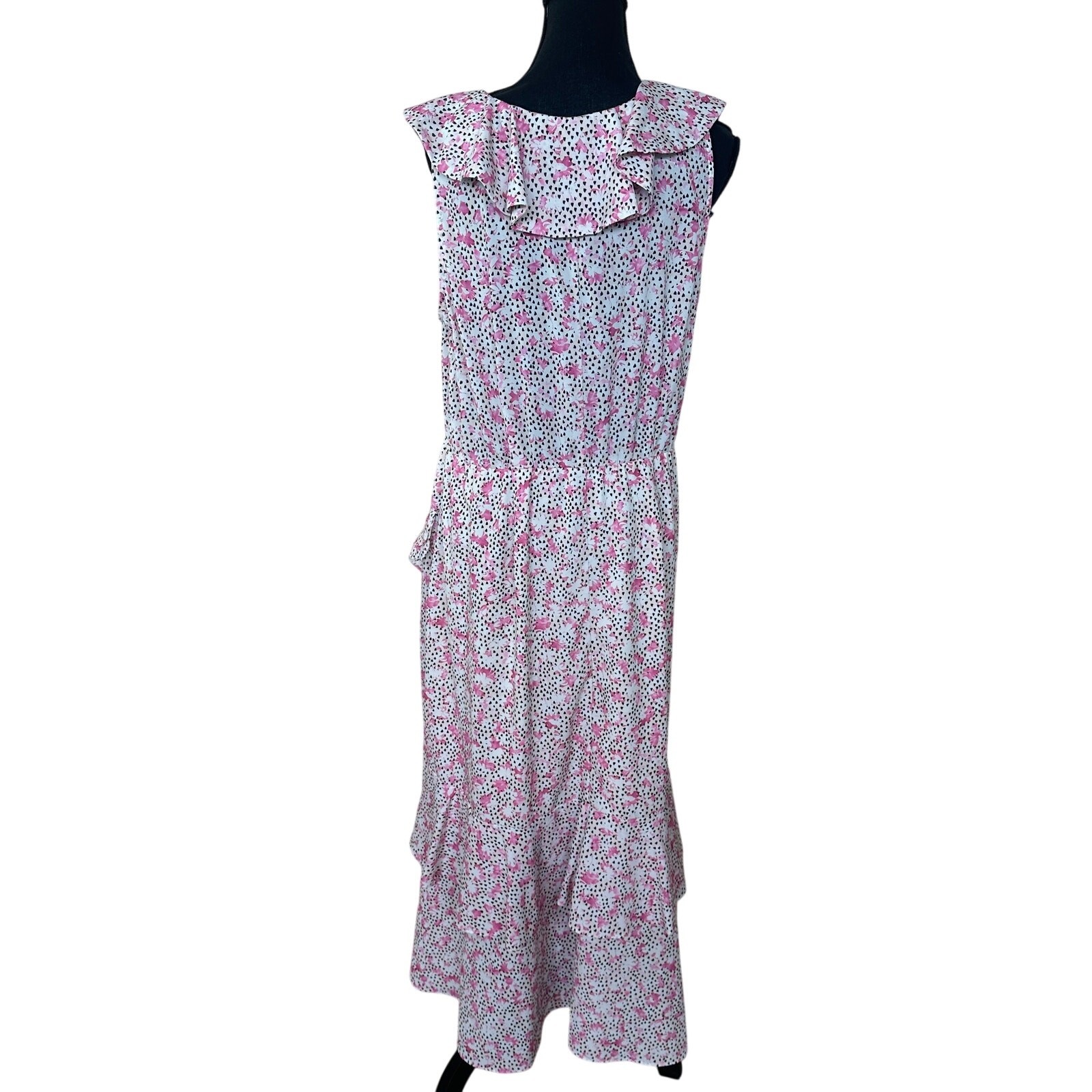 Eloquii Pink Party Dress Size 14 High Low Floral Ruffle Wedding Romantic $1461