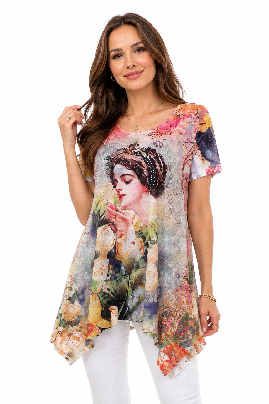 Women Artistic Floral Tunic Top Multiple Sizes Available Let Us Know Your Size