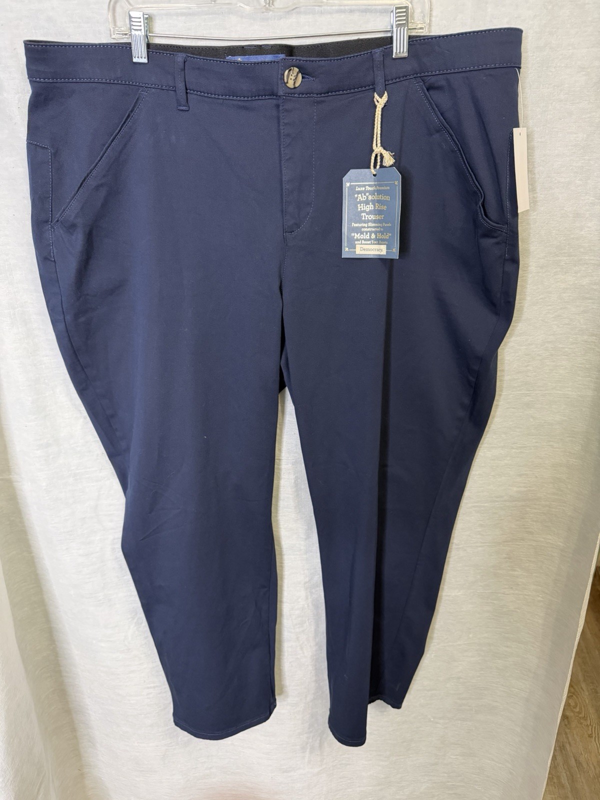 Democracy Mold & Hold Women’s Size 22W Straight Leg NWT Blue Trousers 44 X 27
