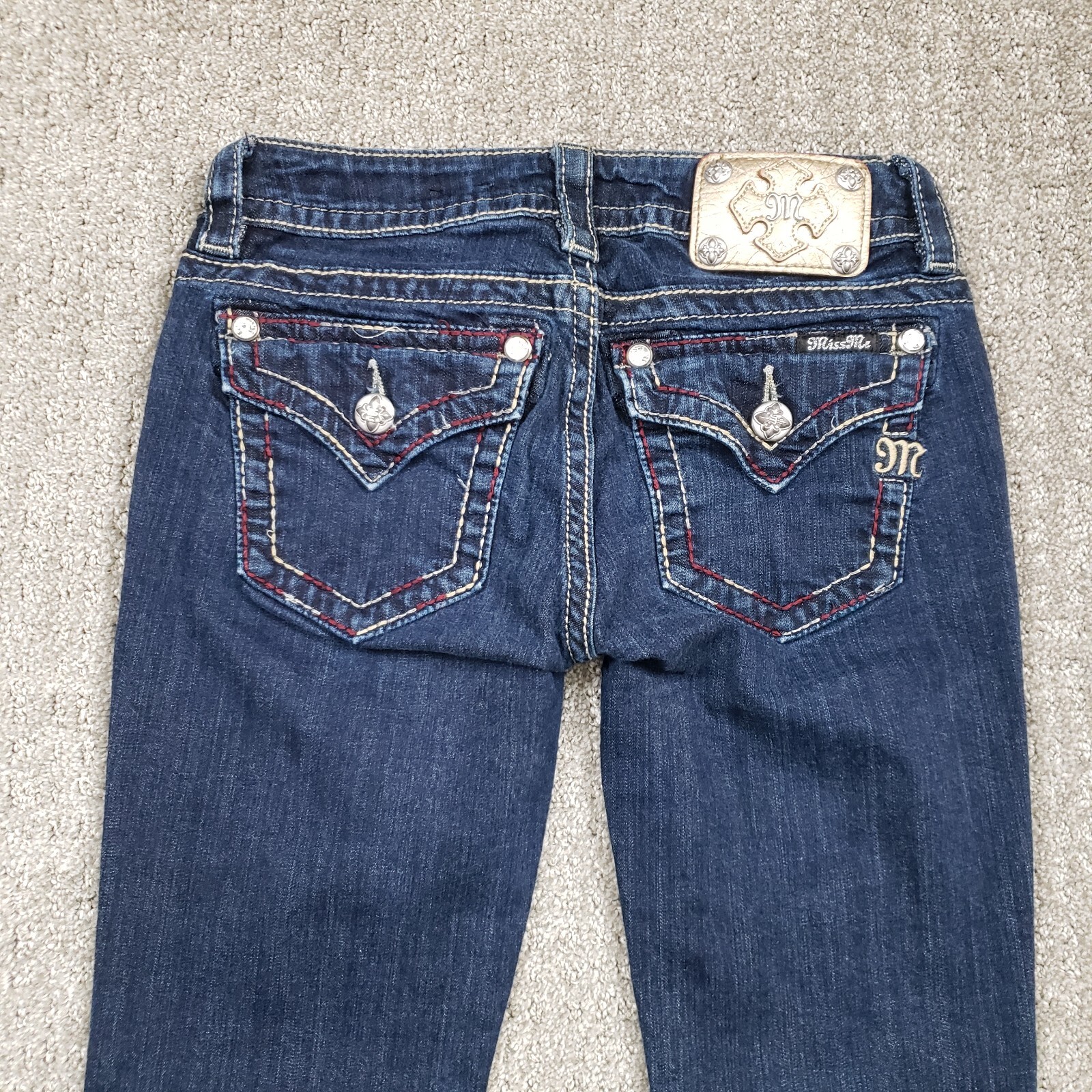 MISS ME Jeans size 26 Blue Dark Signature Skinny Western Bling Y2k 26×31