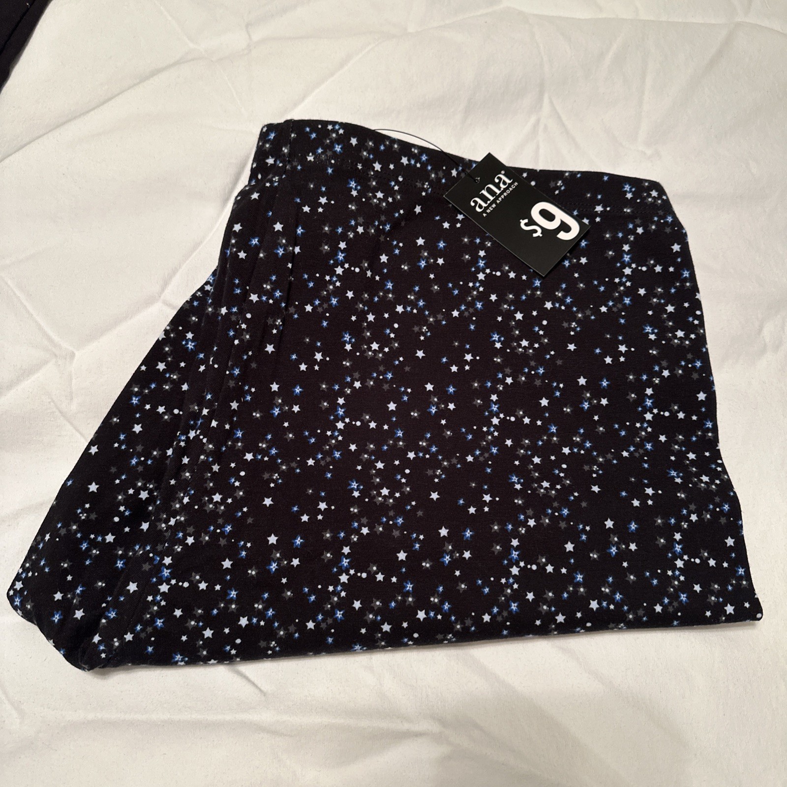 A.N.A 95% Cotton Stretch Leggings Size XXL NWT Set of 7 Pairs Stars Foil Solid