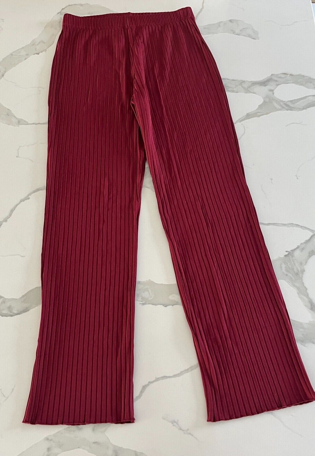 L’Academie Revolve The Ruby Pant Women Red Wine Burgundy Ribbed Pants Stretchy