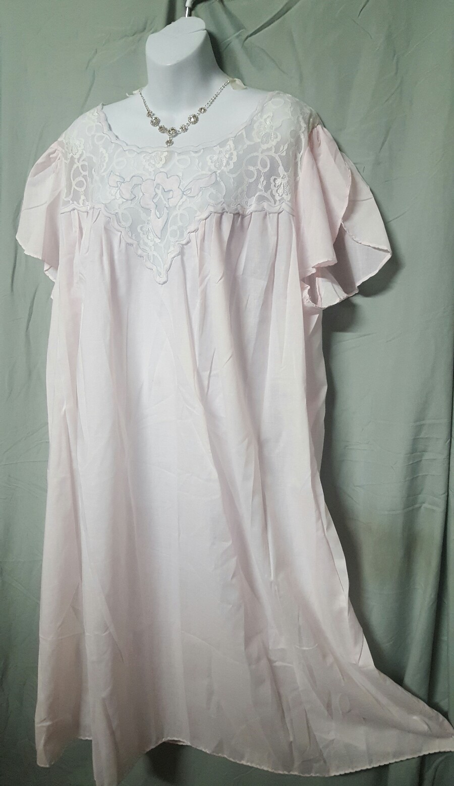 VENTURA Pink Nightgown Lightweight Calf Cotton Poly Size 4X 60″ Bust
