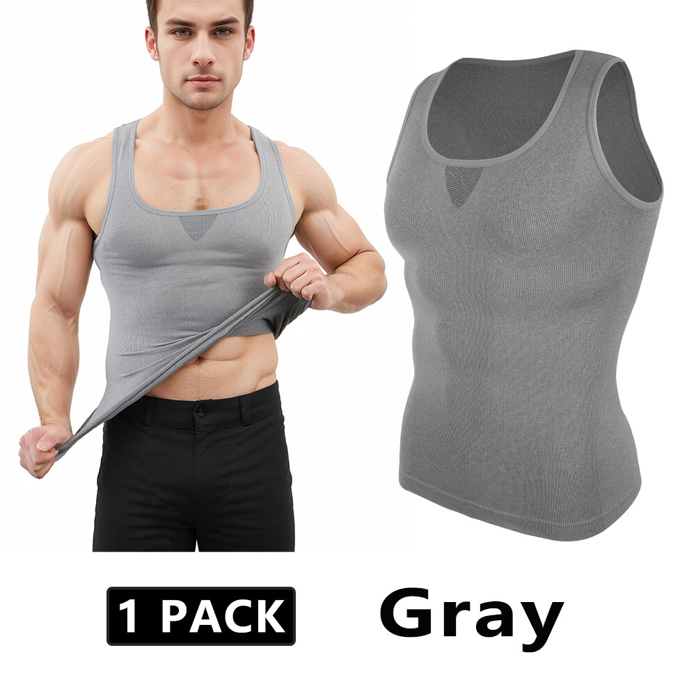 Mens Slim Shaper Body Vest Chest Belly Waist For Man Boobs Compression Tank Tops