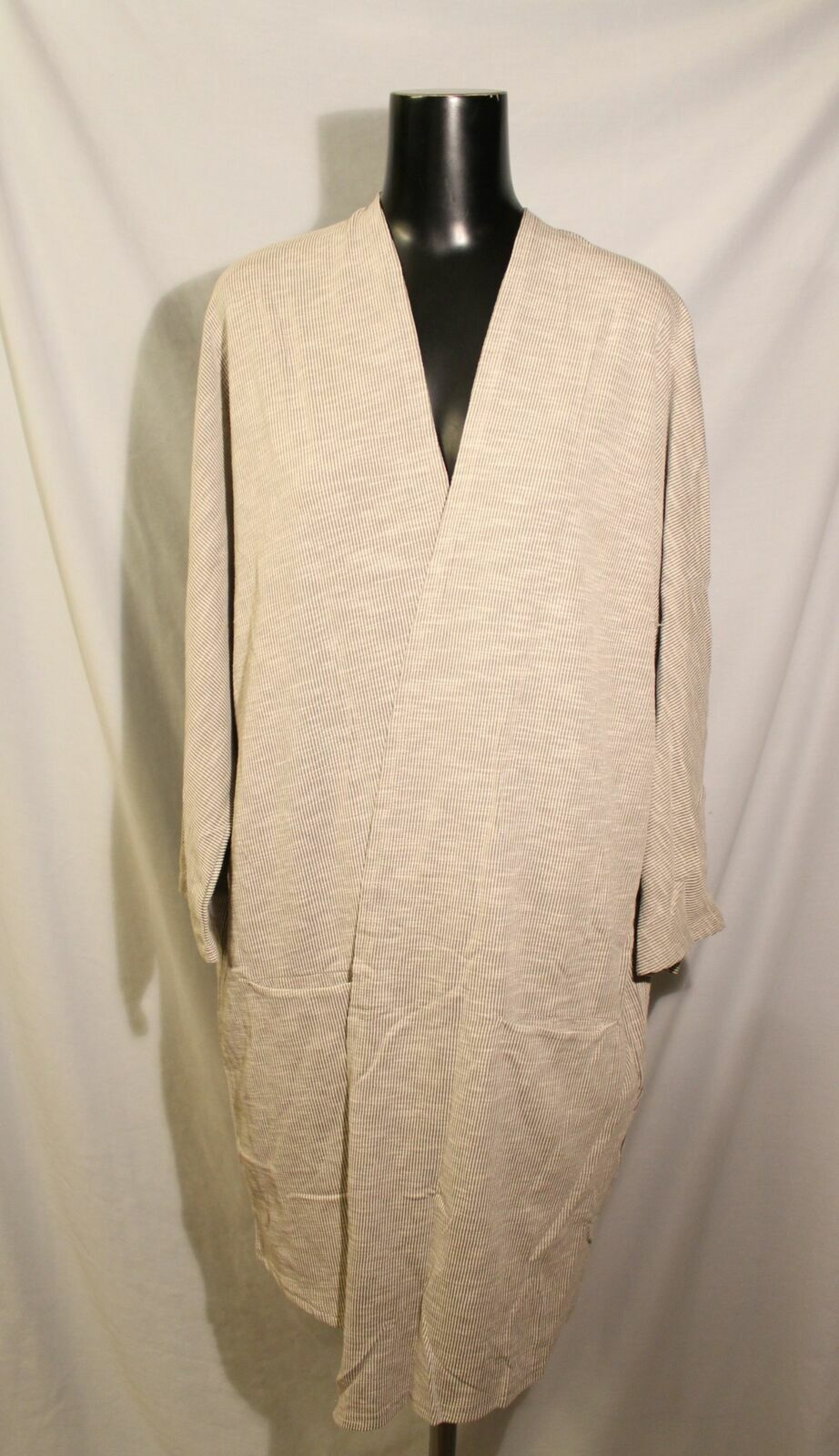 Donni Womens Ribbed Open Cardigan Duster Kimono Sandwash Stripe One Size NWT