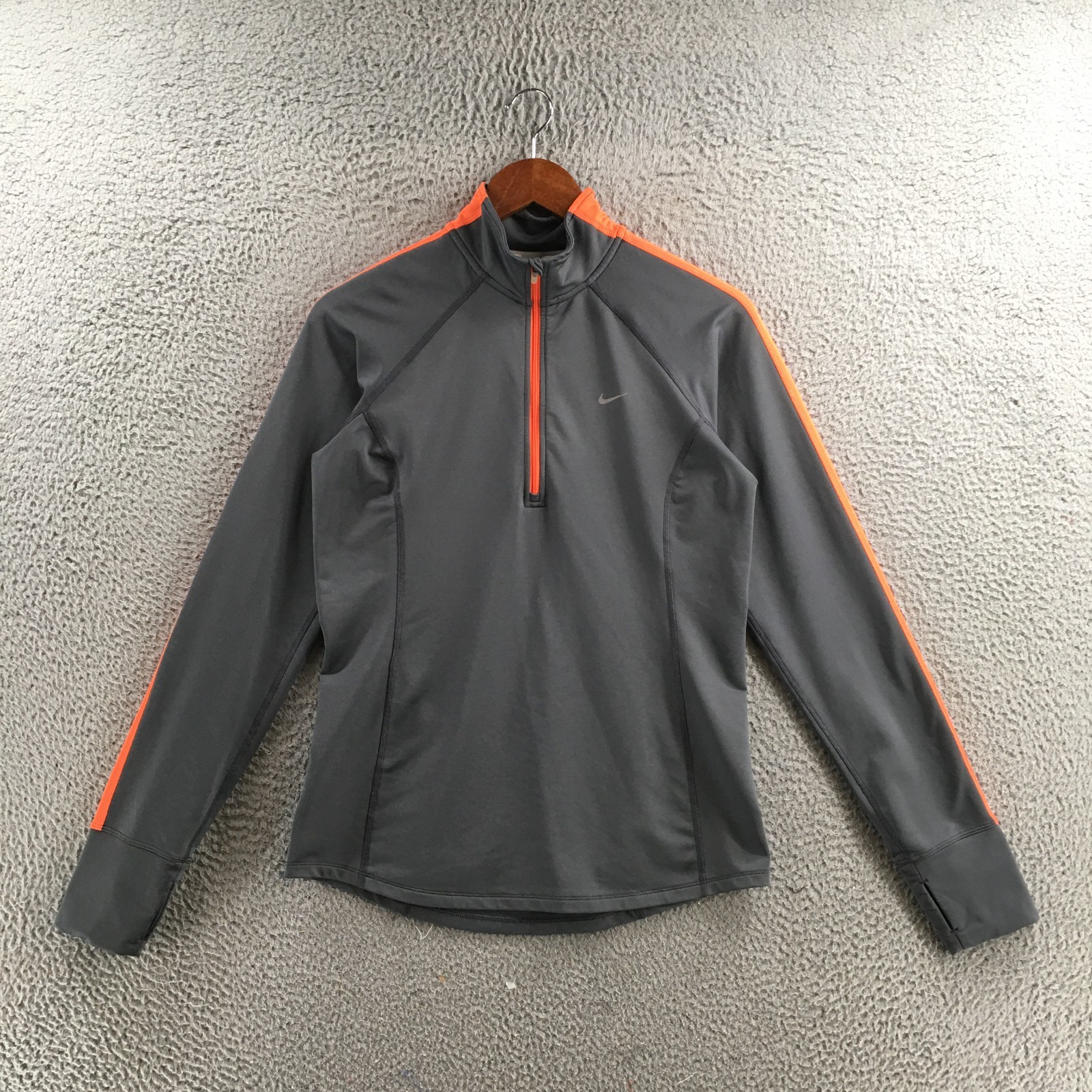 Nike Dri-Fit 1/2 Zip Sweatshirt Womens M Gray Long Sleeve Mock Neck Pullover