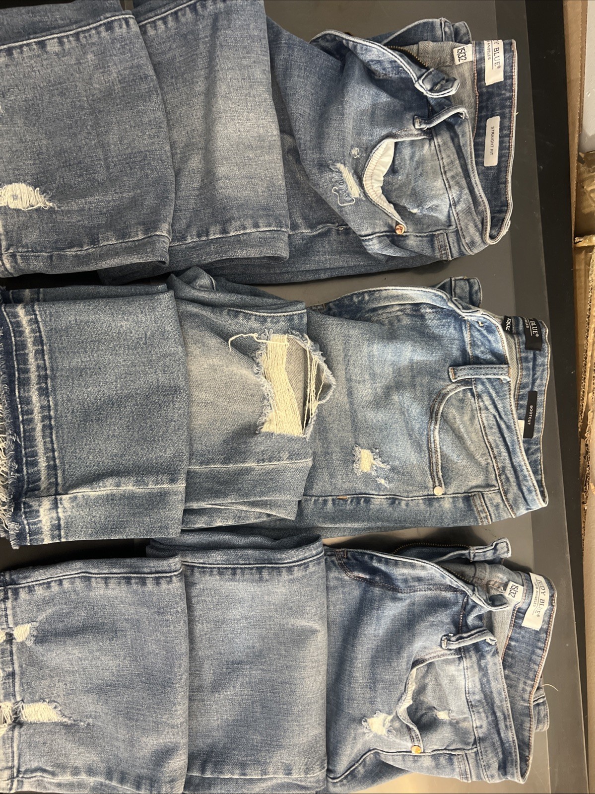 Lot of 3 Judy Blue Jeans Size 15 / 32 Women’s Distressed Straight Bootcut Blue