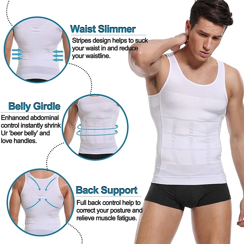 Men’s Slim Vest Body Shaper Gynecomastia Moobs Compression Undershirts Shapewear