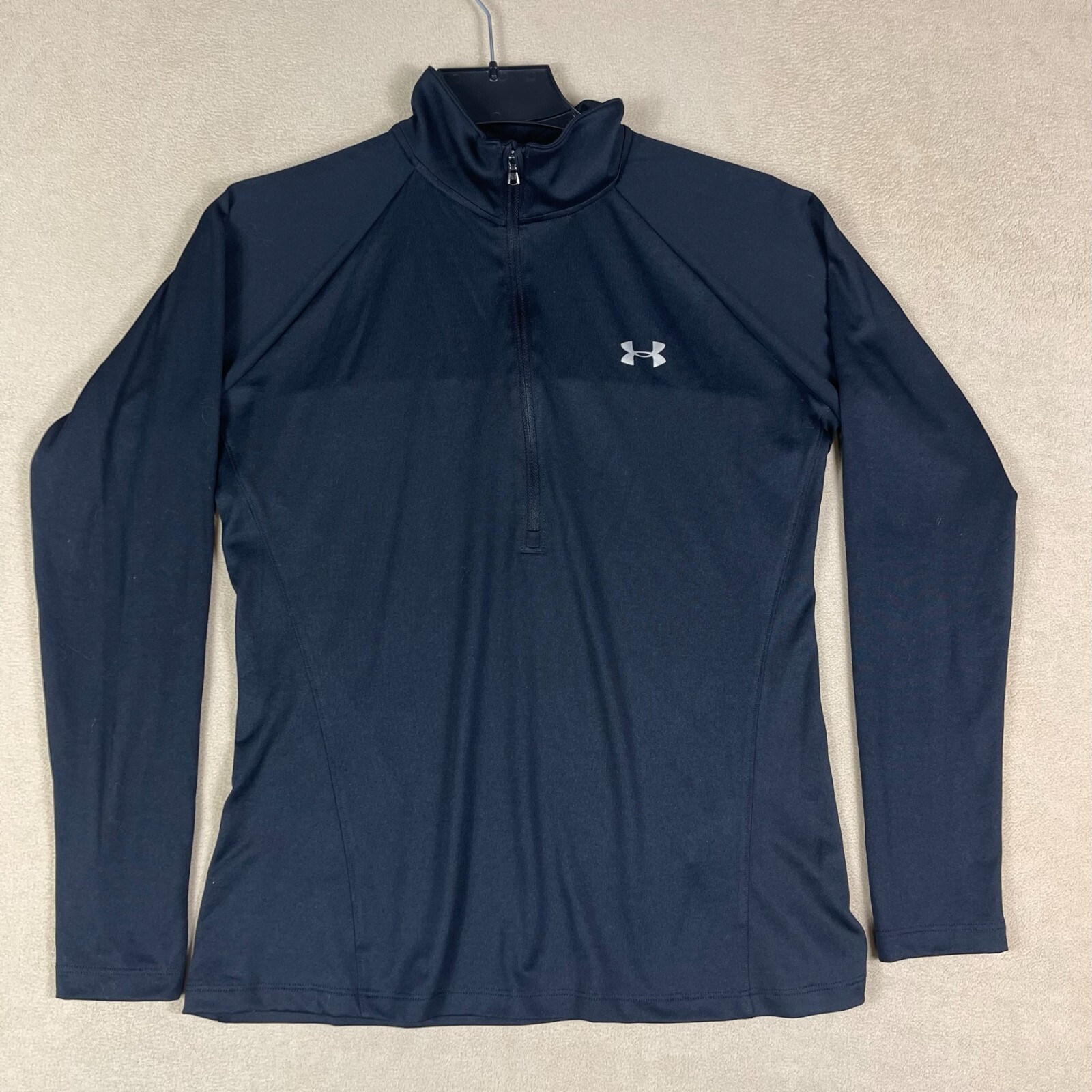 Under Armour Heat Gear Womens L Tech 1/2 Zip Long Sleeve Athletic Shirt Black