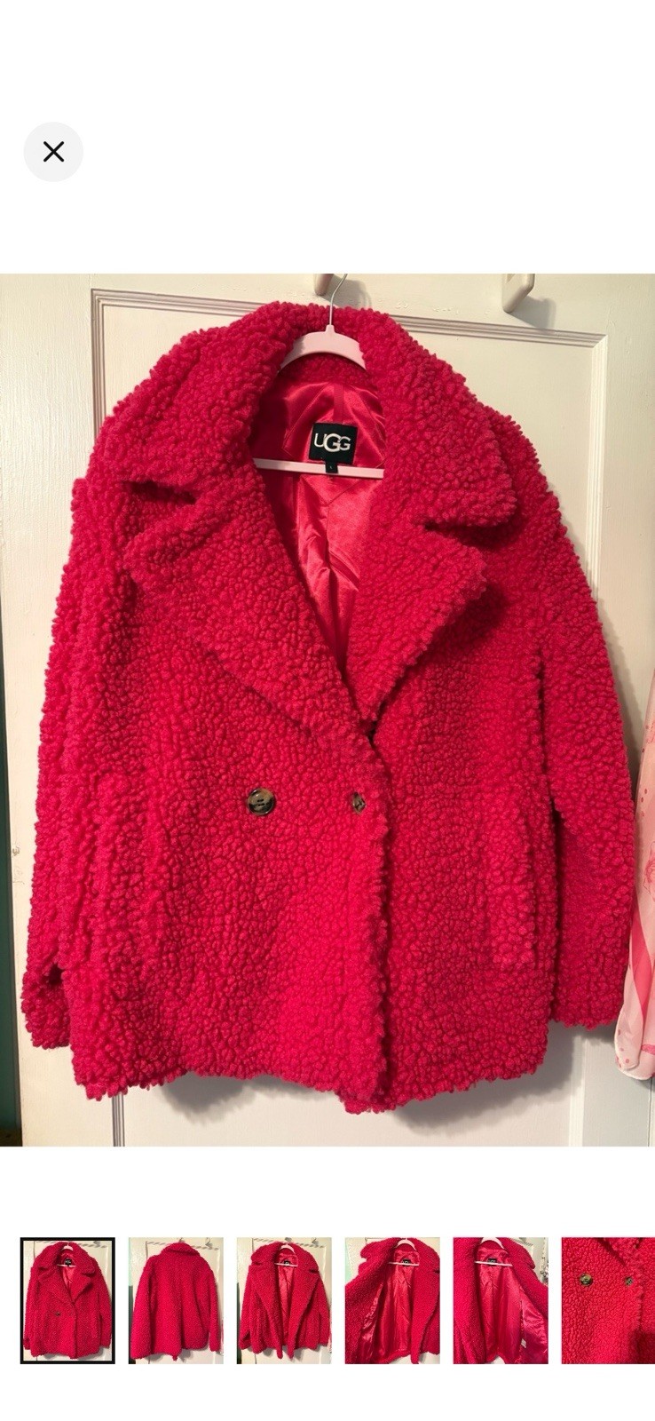 UGG Women’s Pink Short Lined Button Front Long Sleeve Size L