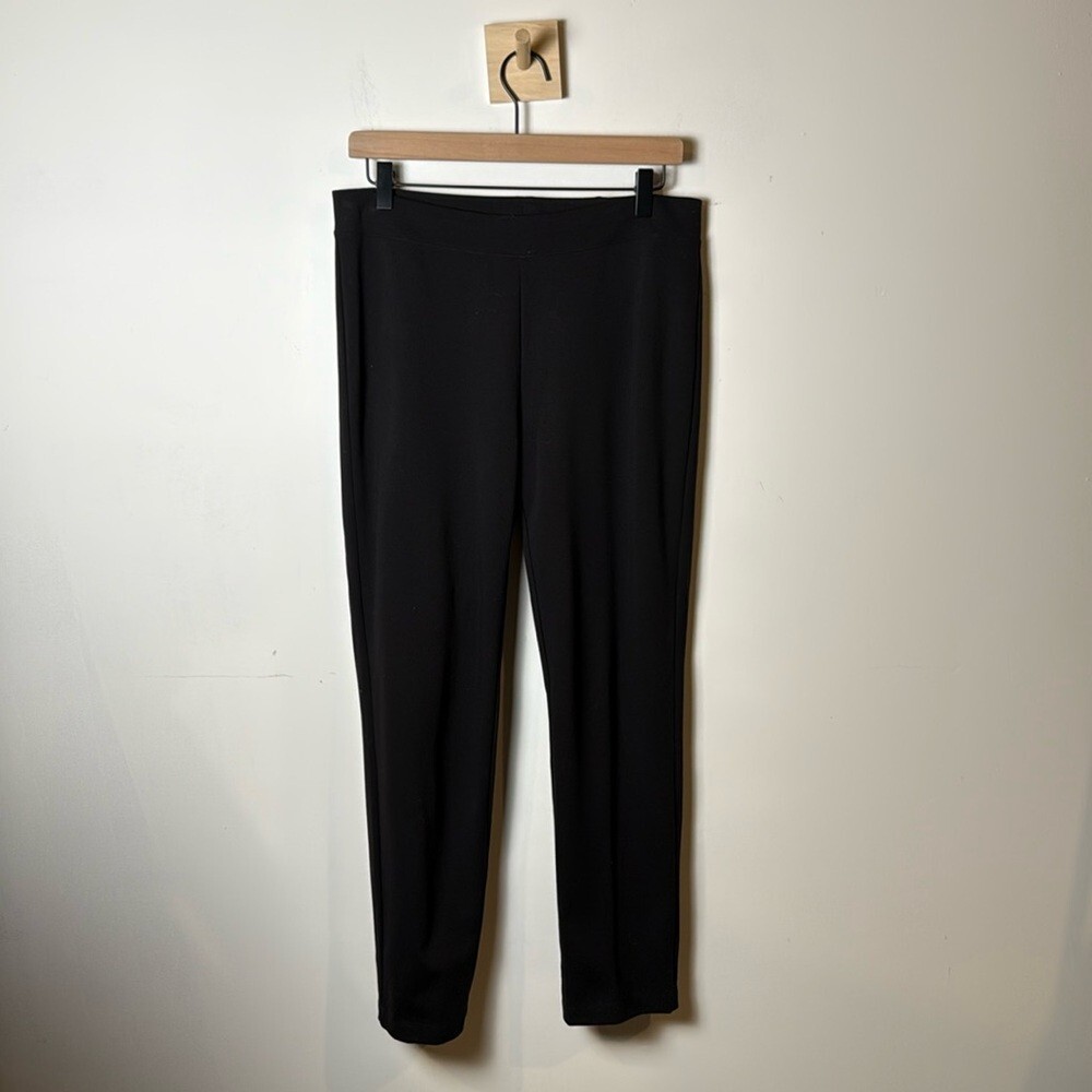 Eileen Fisher Black Stretchy Viscose Nylon Spandex Pull-on Slim Pants Women’s S