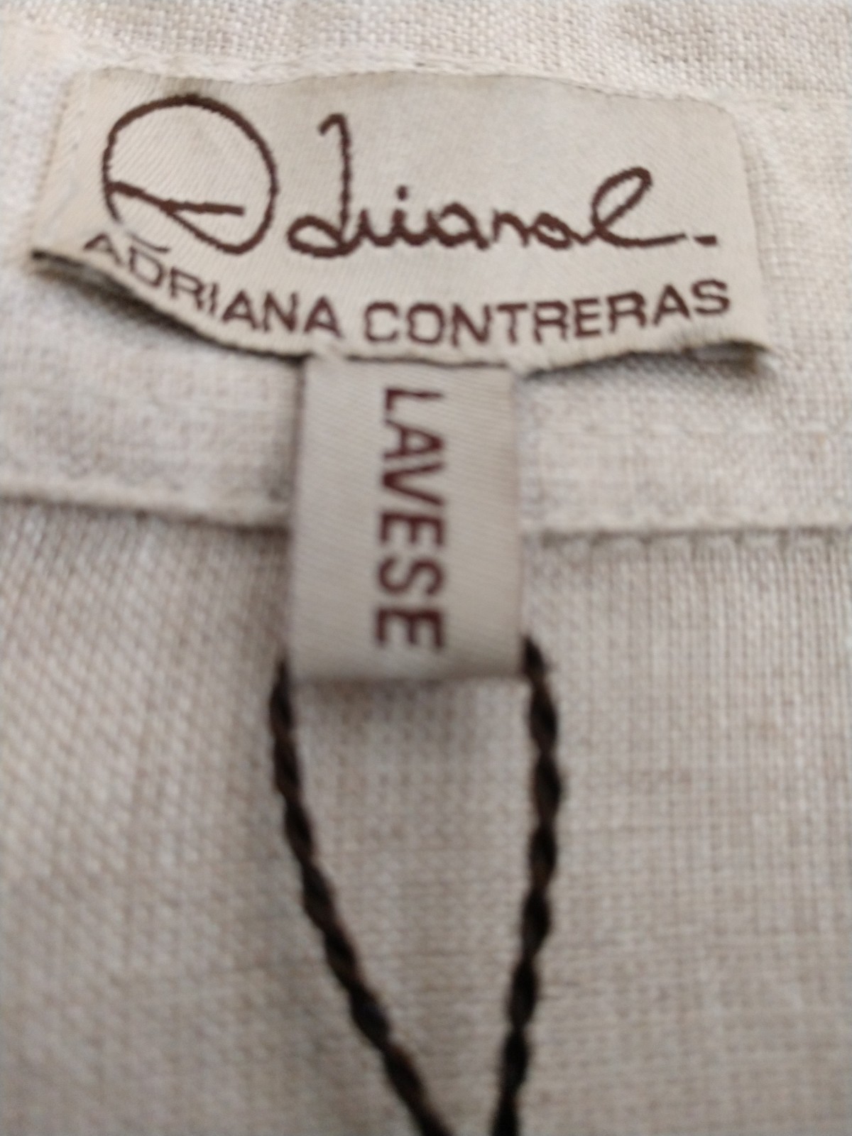 Adriana Contreras Tan Linen Medium M Linen Long Sleeve Sleeve Button Down