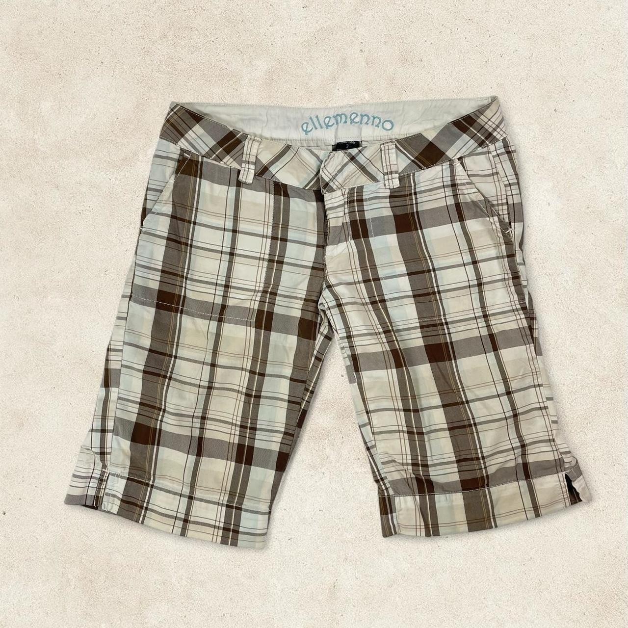Vintage 2000s Y2K Plaid Long Shorts Low Rise Bermuda Skater Grunge Juniors 3