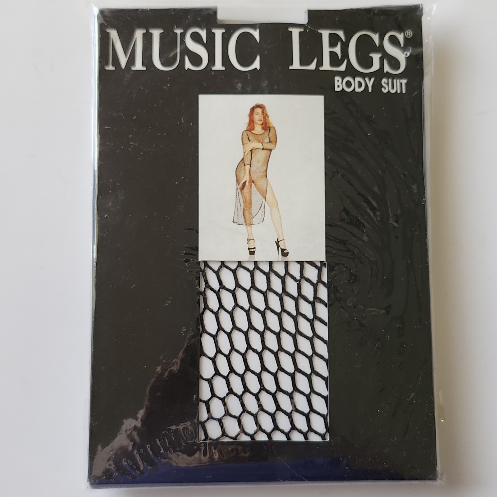 Music Legs Women’s One Size 4’10 -5’11 90-165 LBS Black Netted Bodysuit New