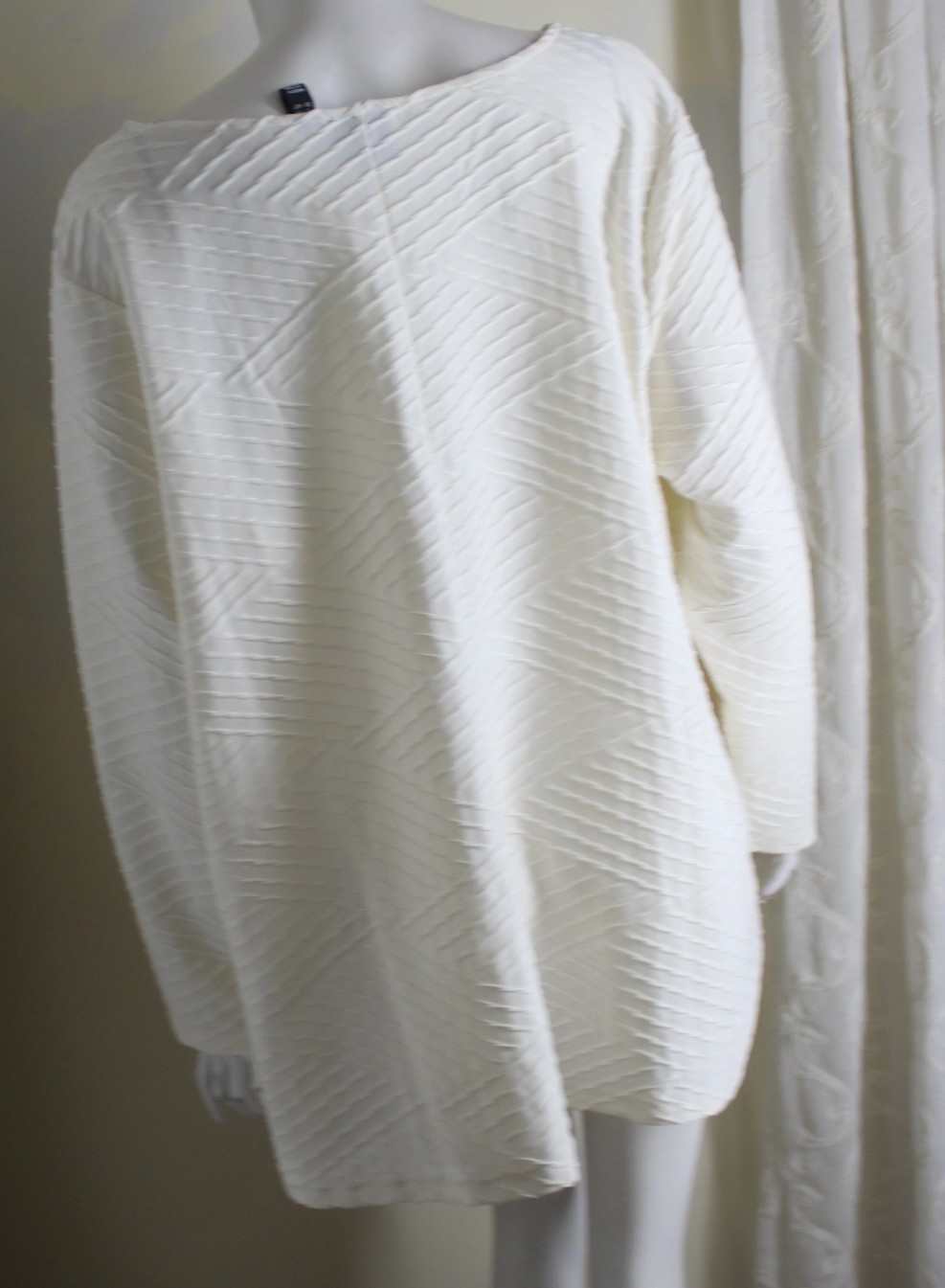 New Woman in Control Sz 3XP 3X P Ivory Crinkled Textured Blouse Shirt Top