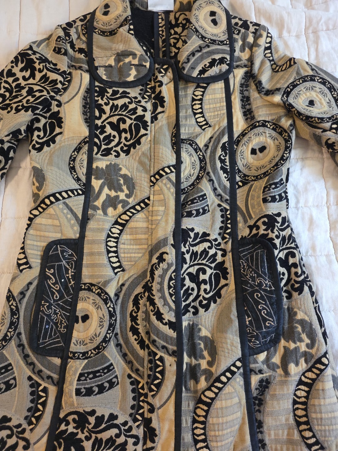 Yak Magik Sz S Blazer Tapestry Jacket Zip Front Embroidered Sequins Artsy