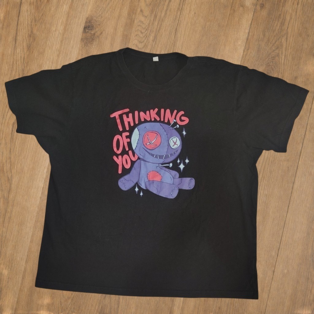 Black Thinking of You Stitched Voodoo Doll Graphic Tee 4XL Tag Fits XXL NWOT Emo