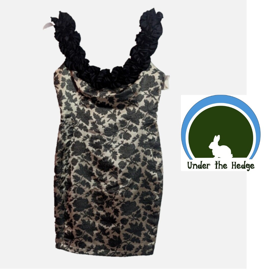 Vtg New Maggy London Rose Gold Brocade Cocktail Party Dress Size 12 W1