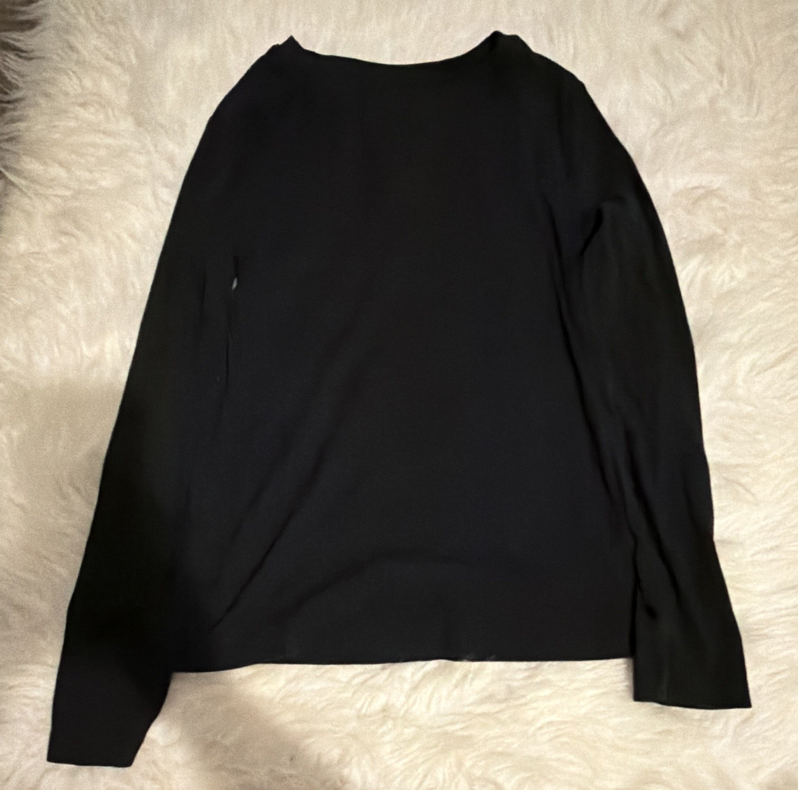 A New Day Black Cotton Modal Knit Top Women’s S Long Sleeve Round Neck
