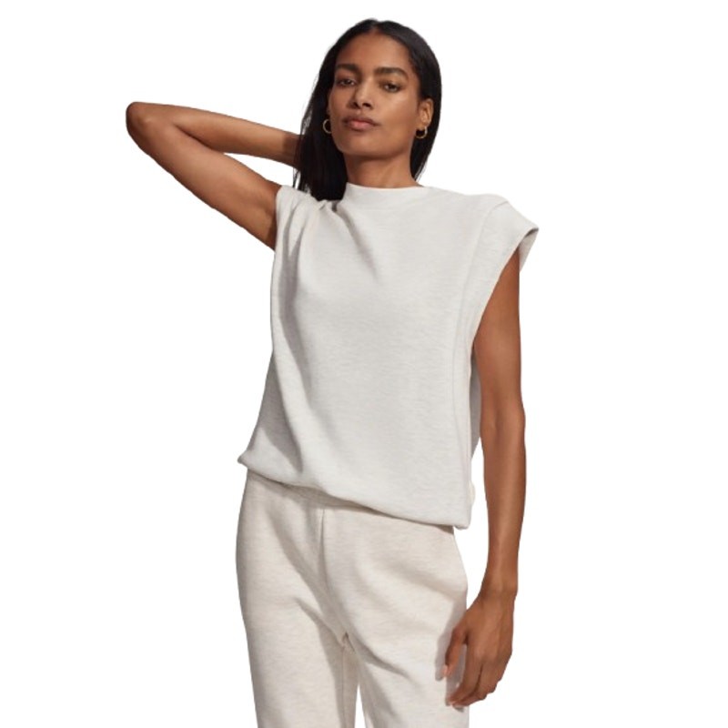 VARLEY Women’s Otis Sleeveless Sweatshirt Size XS Ivory Marl Crewneck NWT