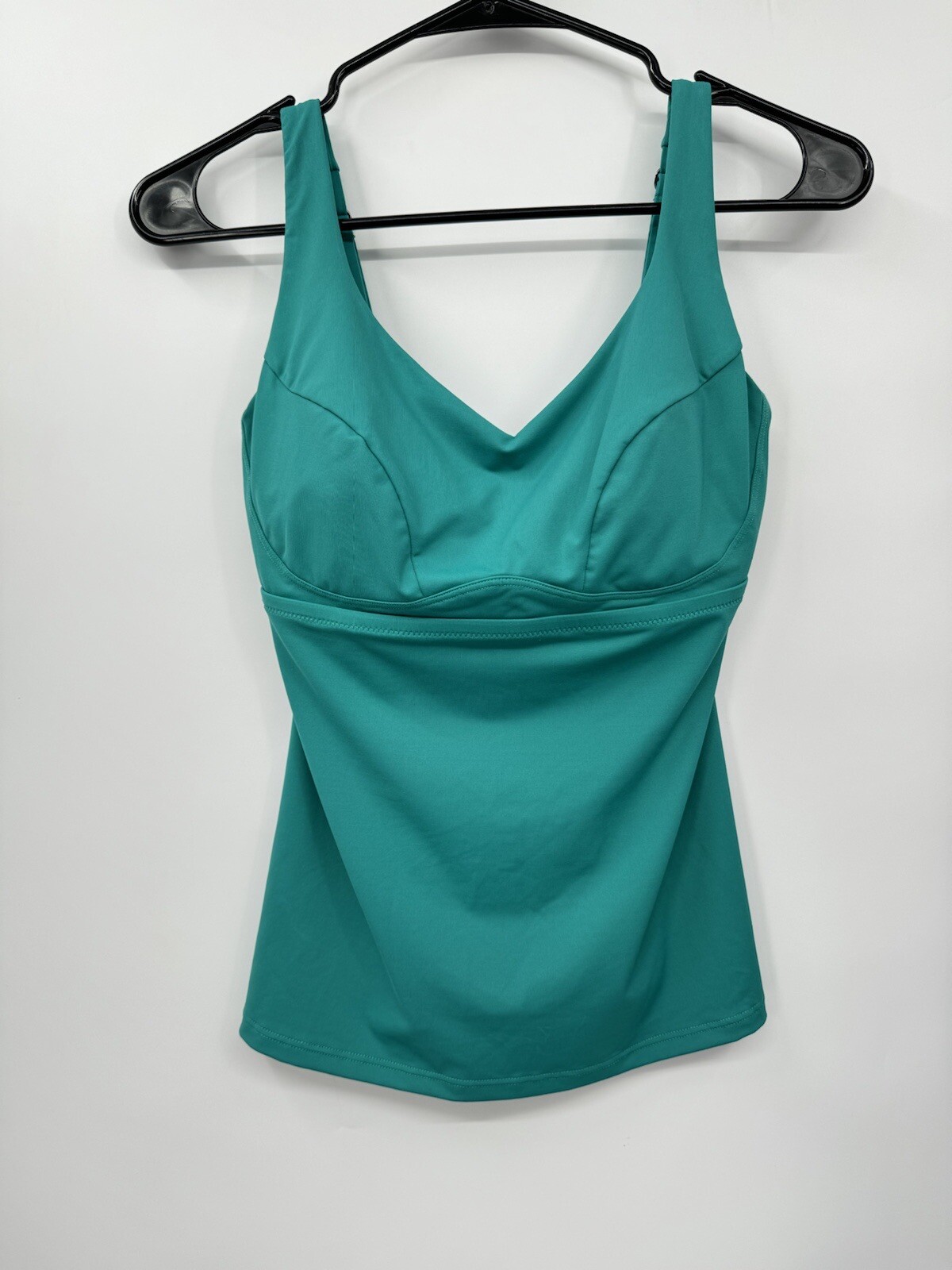 Athleta 32D/DD Tankini Top Womens Teal Green V-Neck Adjustable Hook Back Swim