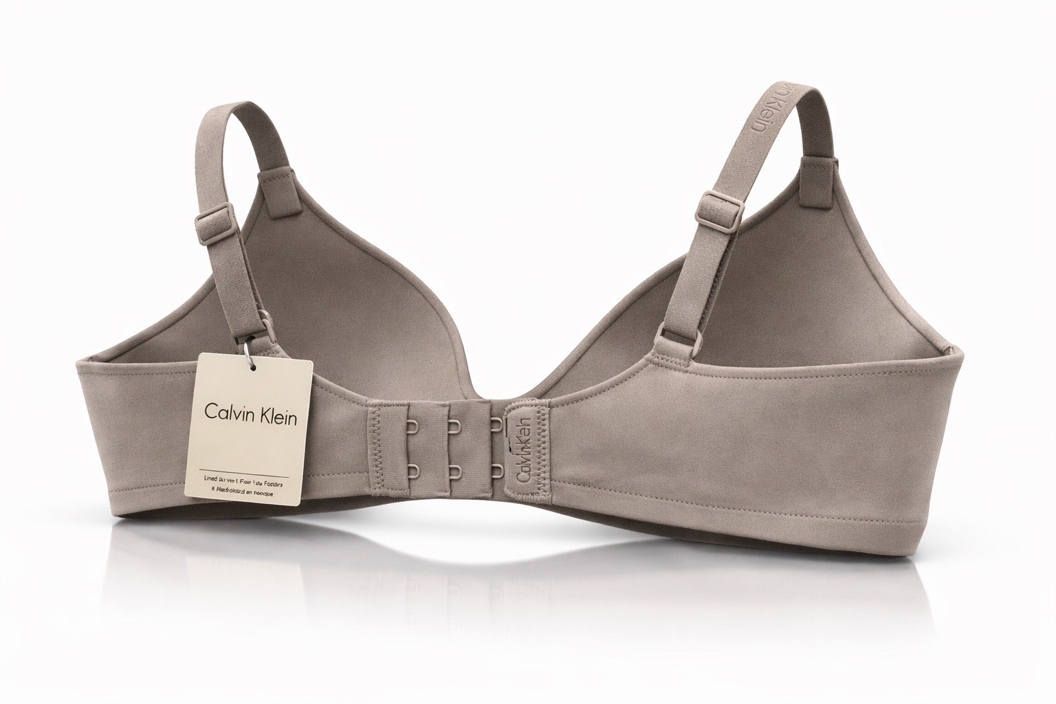 Calvin Klein Modern Cotton Lined T-Shirt Bra Underwired Beige 36C Hook & Eye
