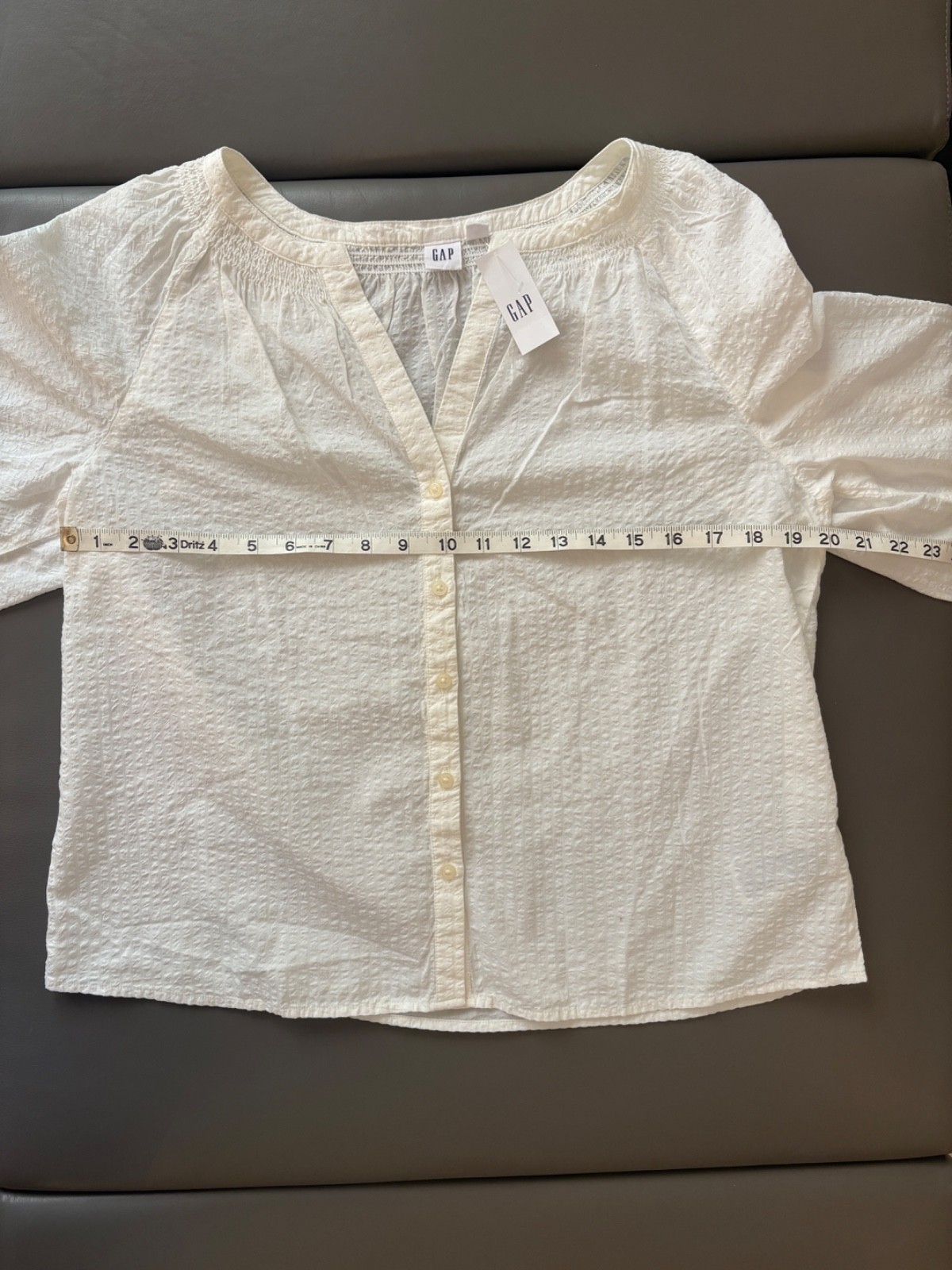 GAP Long Sleeve Smocked Zen Cotton Blouse New off White Size Medium V/305599