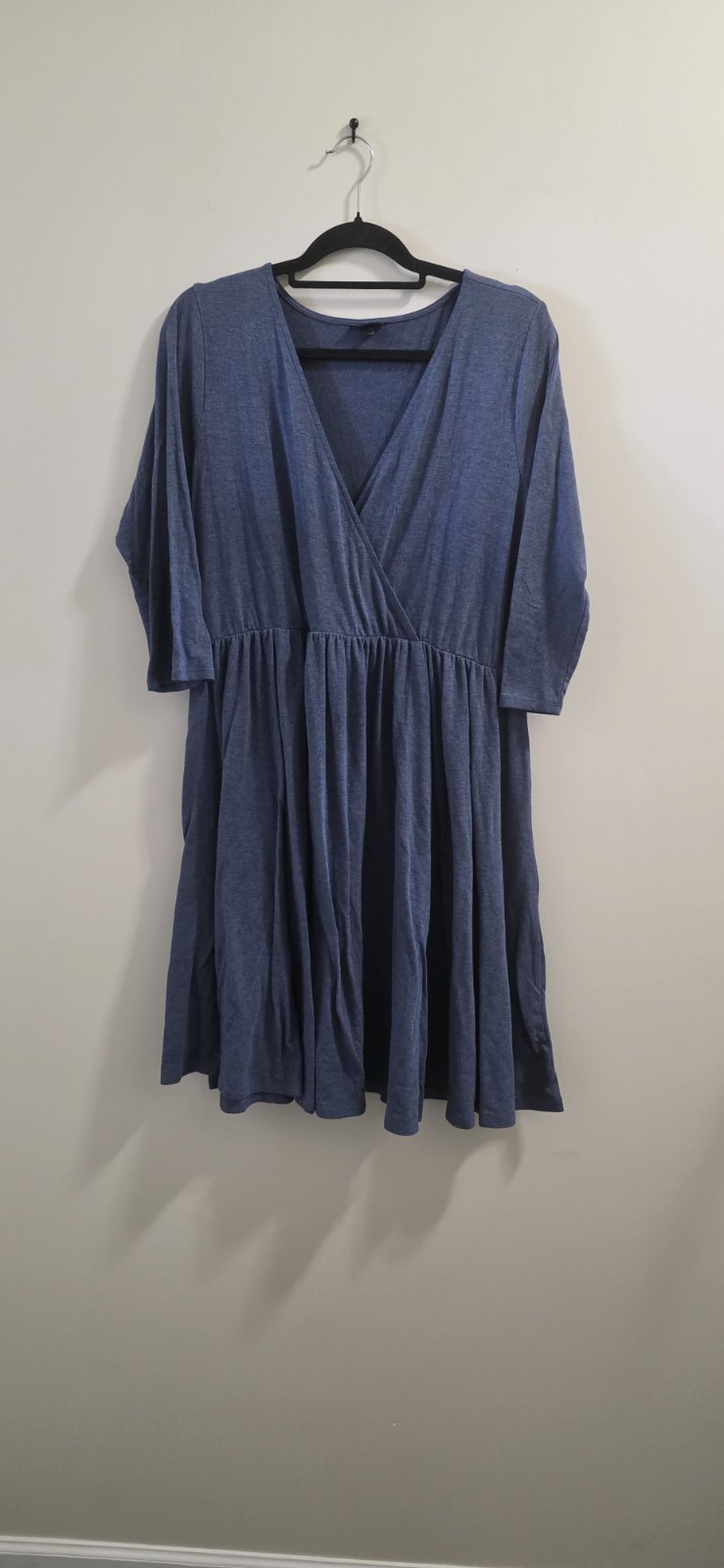 TORRID Blue Half Sleeve Jersey Surplice Faux Wrap V-neck Midi Dress Size 2X #A95