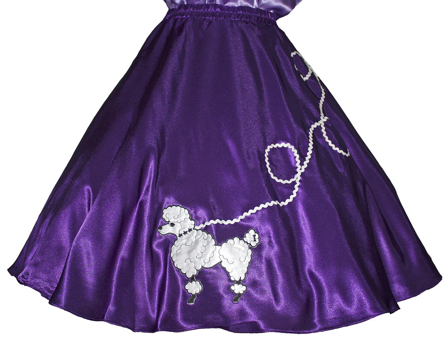 Purple SATIN Poodle Skirt _ Adult Size XL-3XL _ Waist 40″- 47″ _ Length 25″