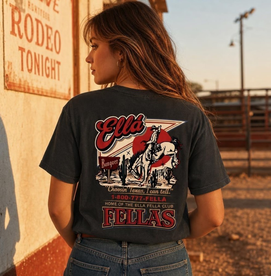 Ella Fella Shirt Country Rodeo Desert, Western Bronc Rider Cowboy Graphic Tee