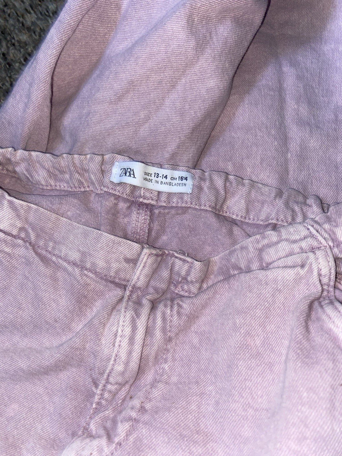 ZARA Pink Solid Cargo Pants w/ Pockets Zip Closure Zipper Accents Teens