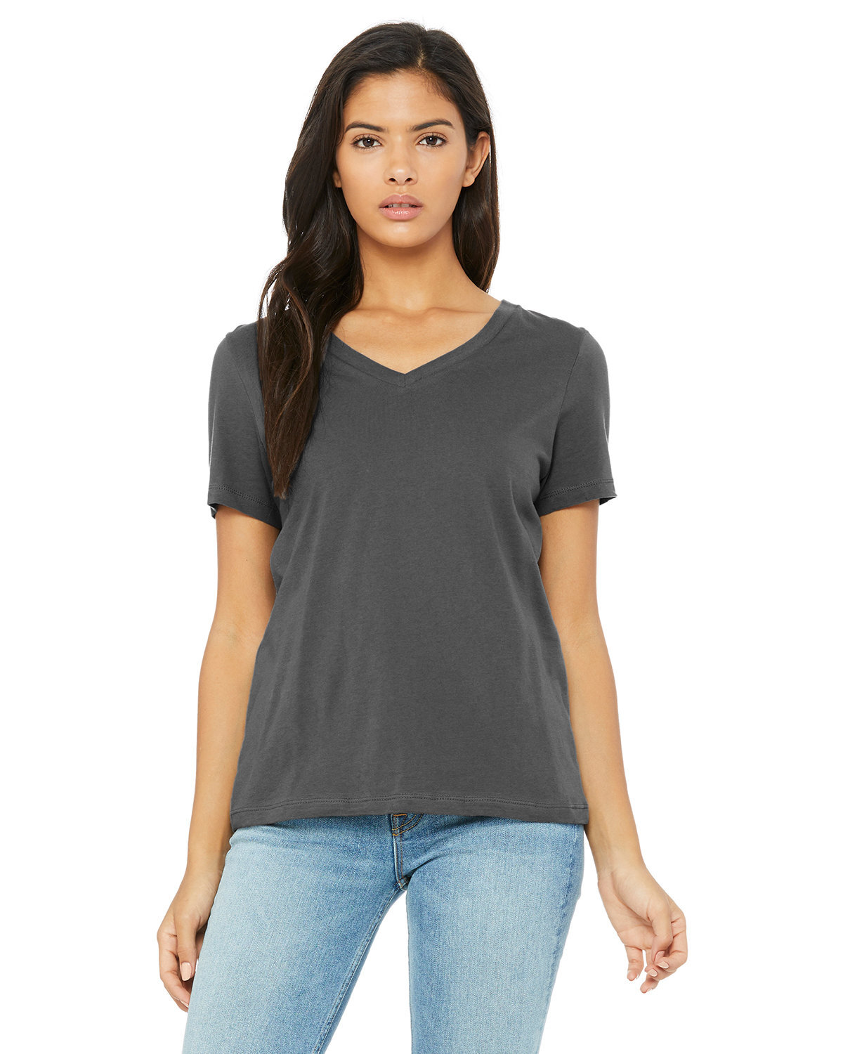 Bella + Canvas 6405 Ladies 100% Cotton T Shirt Relaxed Fit Jersey V-Neck T-Shirt