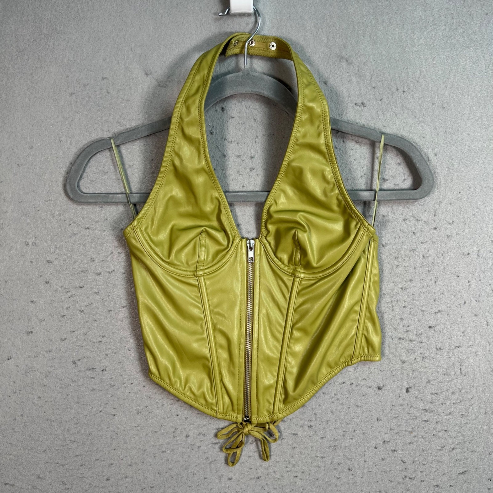 Out From Under Olive Green Zip-Up Corset Top Womens Size Small